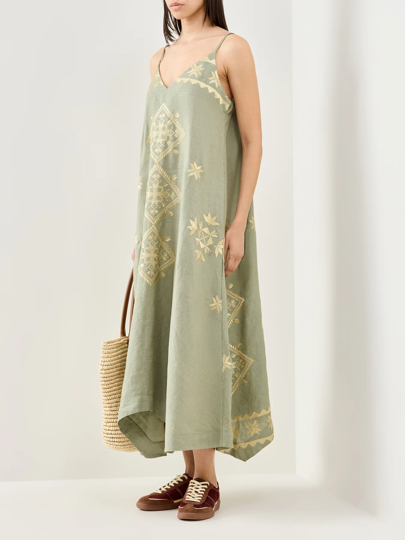 Lefkada A-Line Strappy Dress Khaki - Image 4
