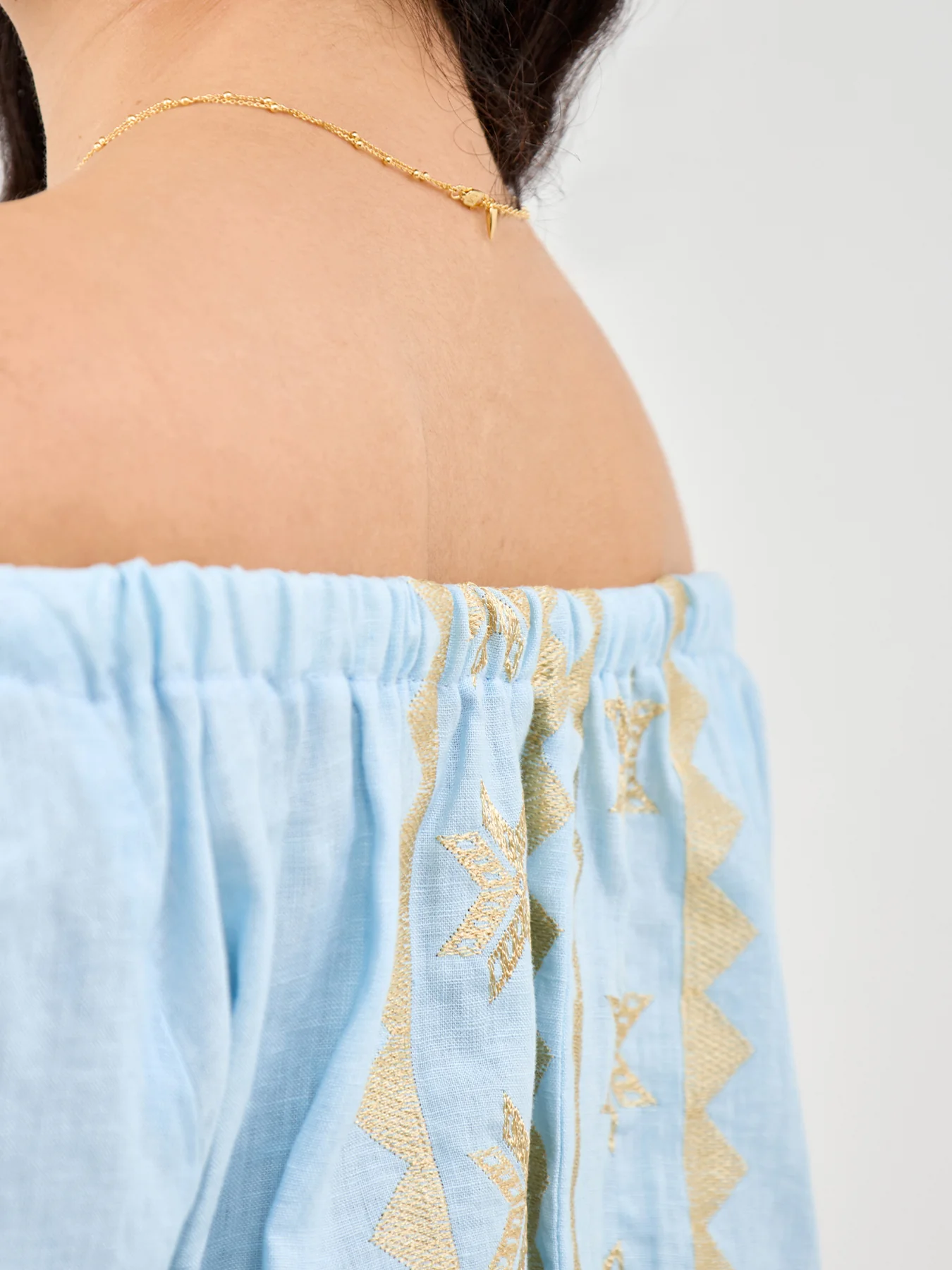 Lefkada Cropped Blouse Blue - Image 3