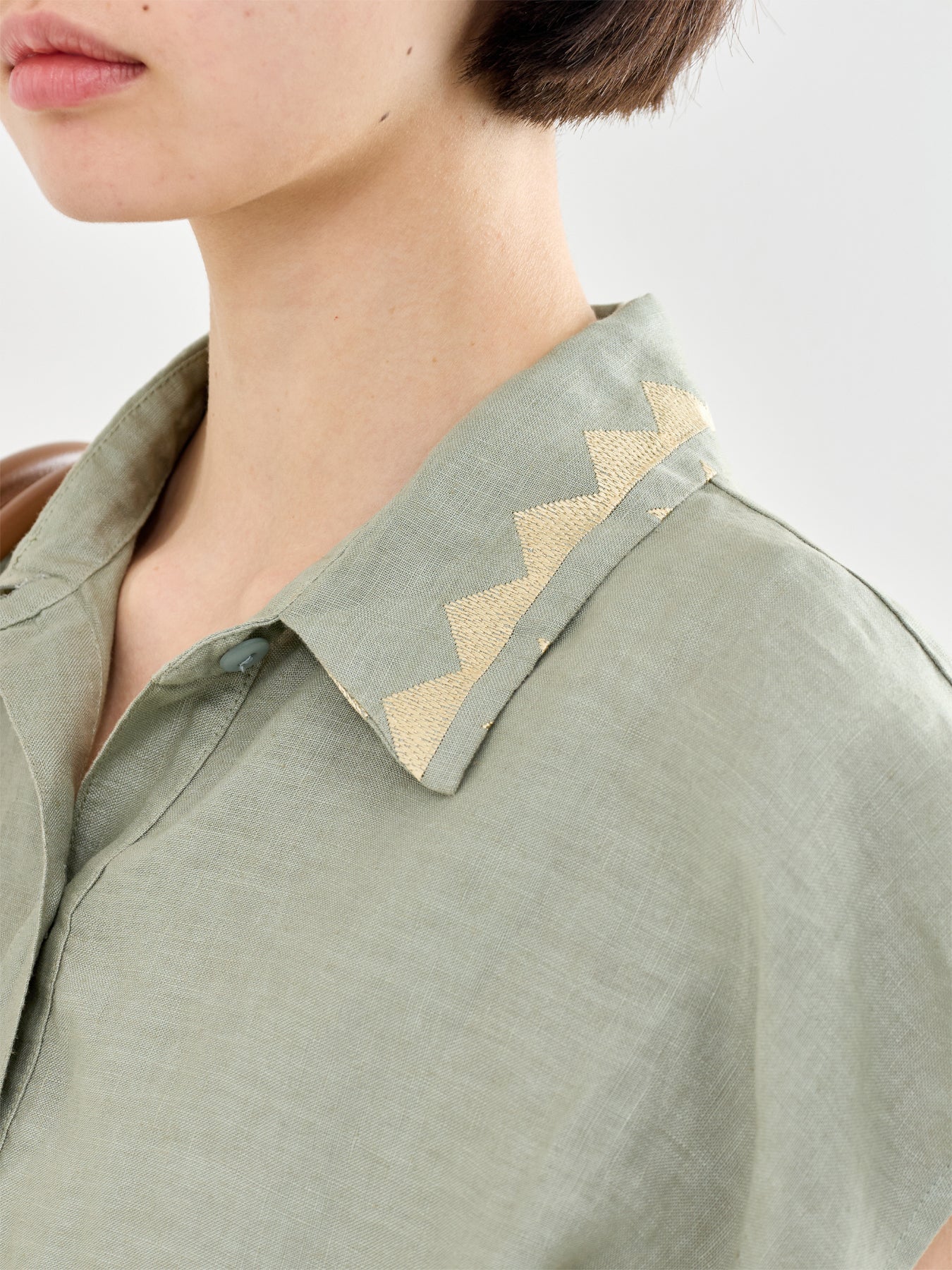 Lefkada Linen Tunic Dress Khaki - Image 3