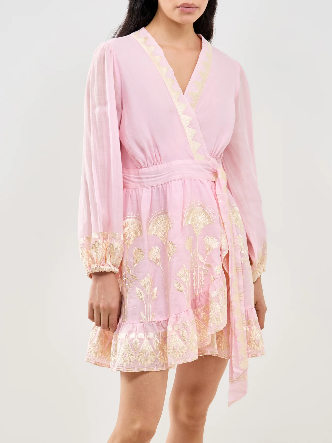 Papyrus Wrap Mini Dress Pink - Image 4