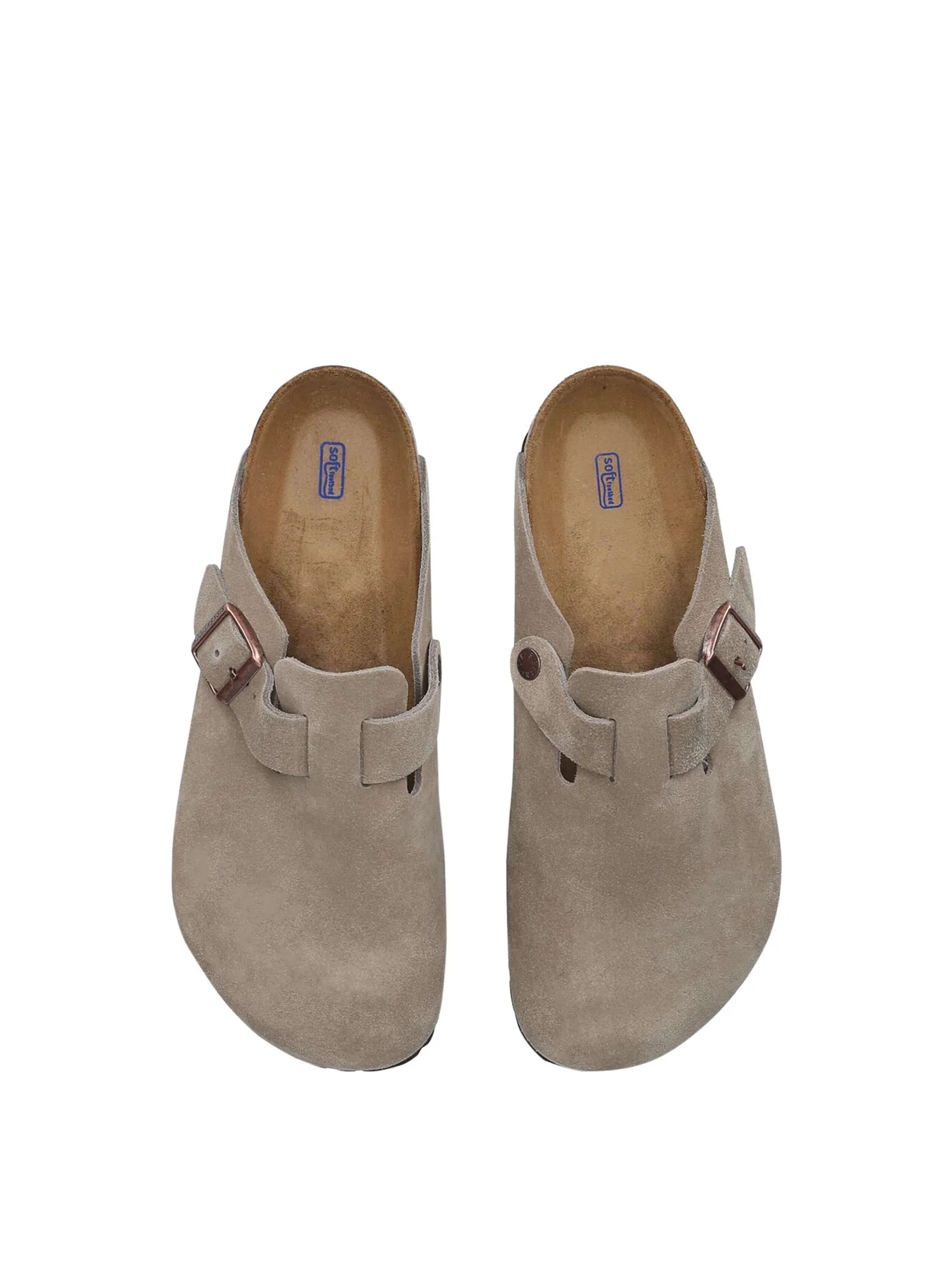 Boston Buckle Suede Clogs Taupe - Image 2
