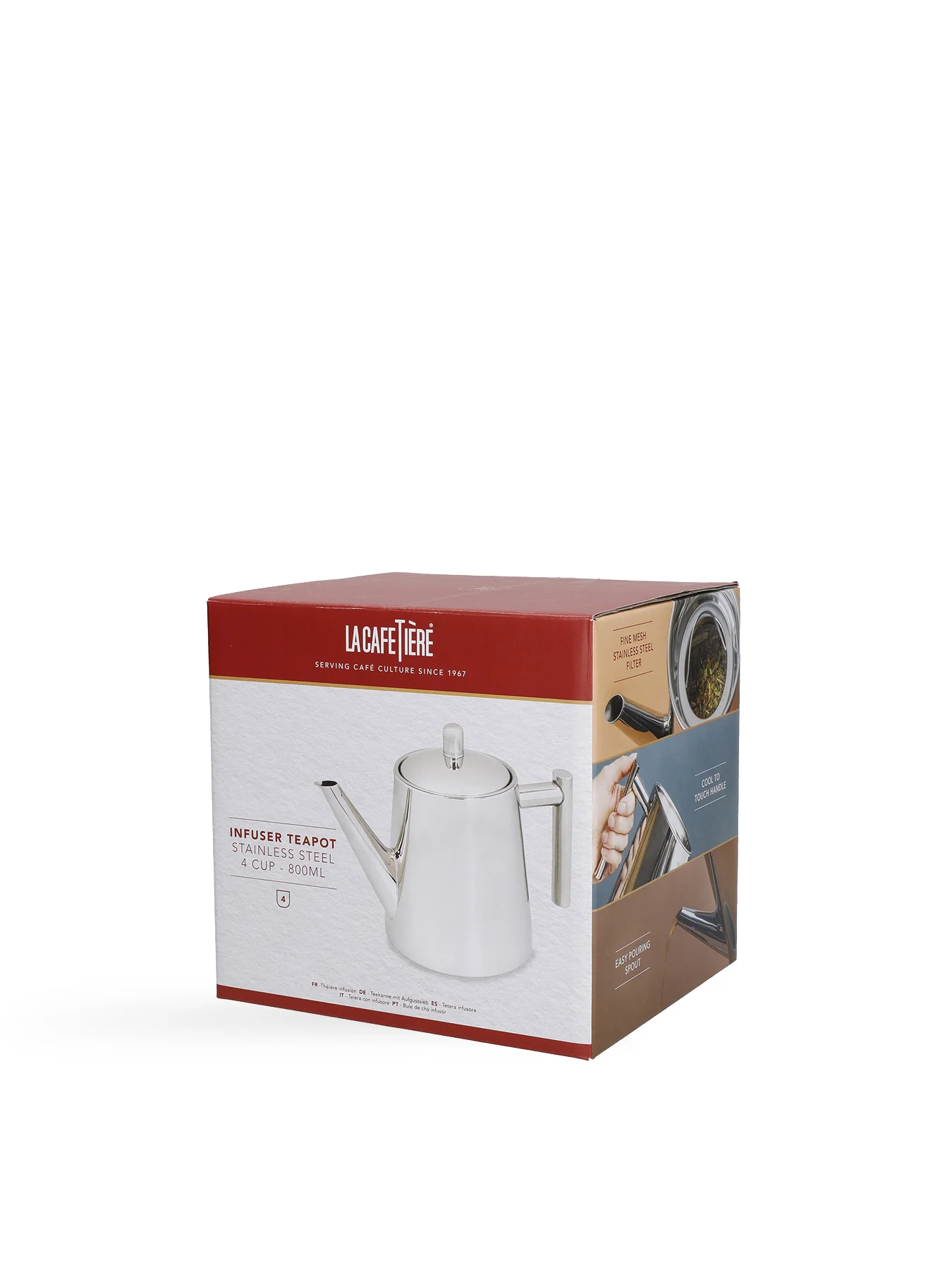 Stainless Steel Infuser Teapot 4 Cup Silver - Image 2