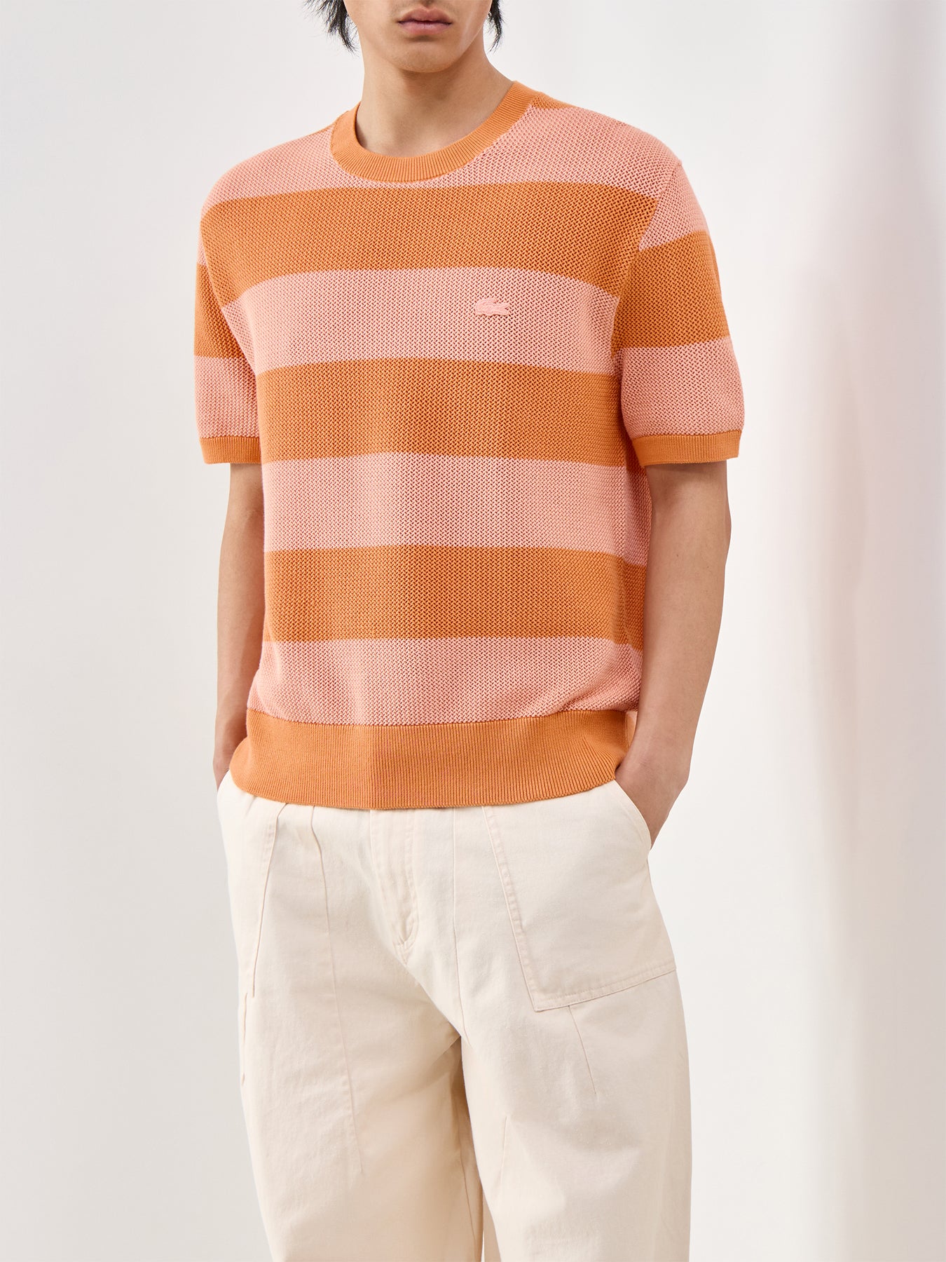 Crochet Stripe T-Shirt Orange - Image 4