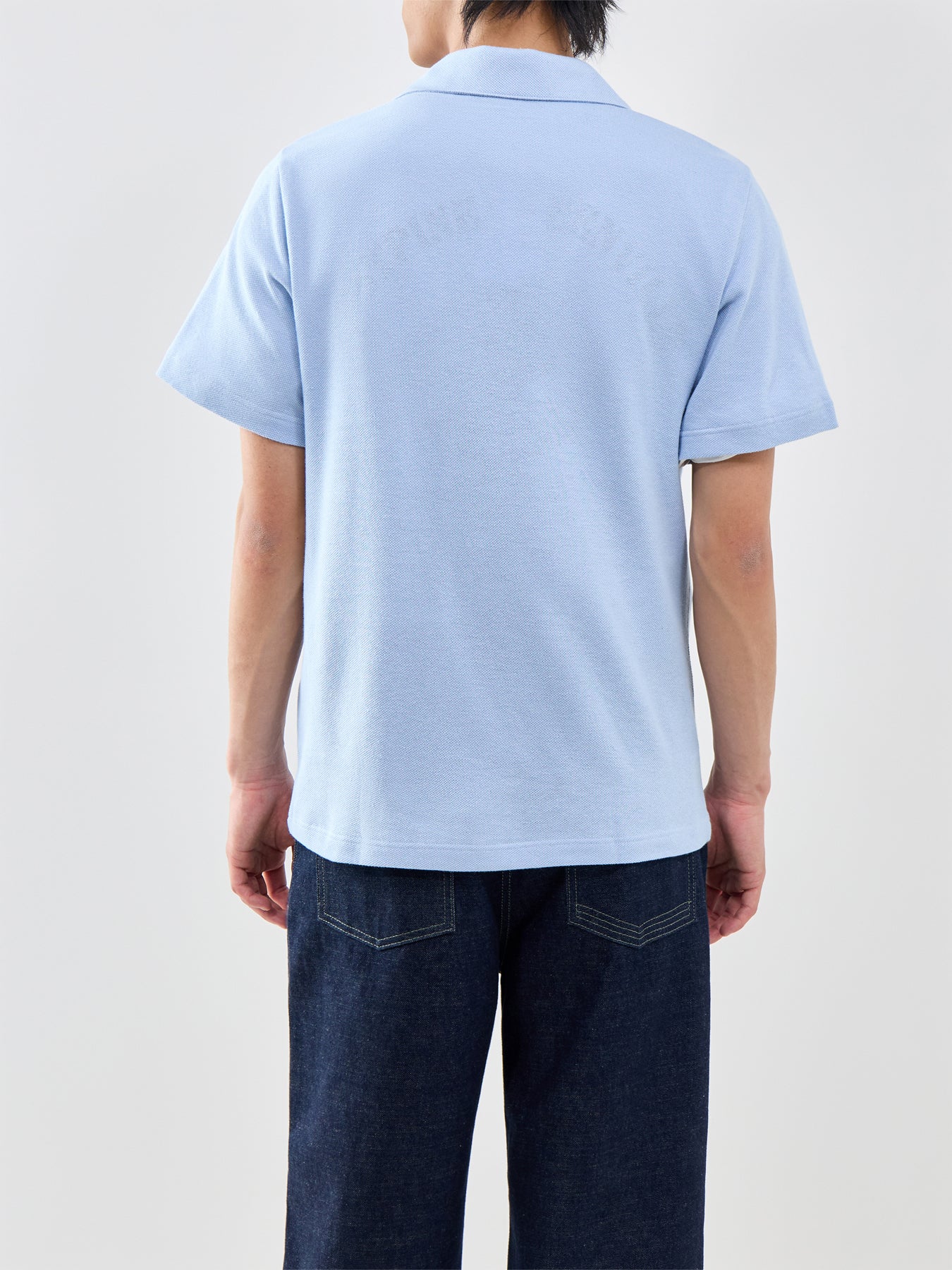 Classic Fit Cotton-Linen Polo Shirt Light Blue - Image 5
