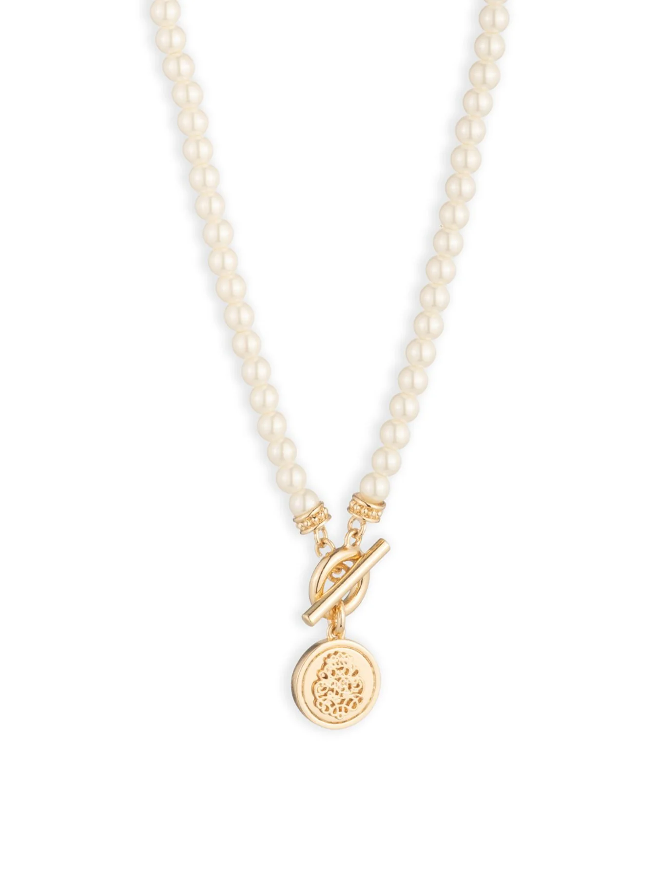 Pearl Coin Pendant Necklace Gold