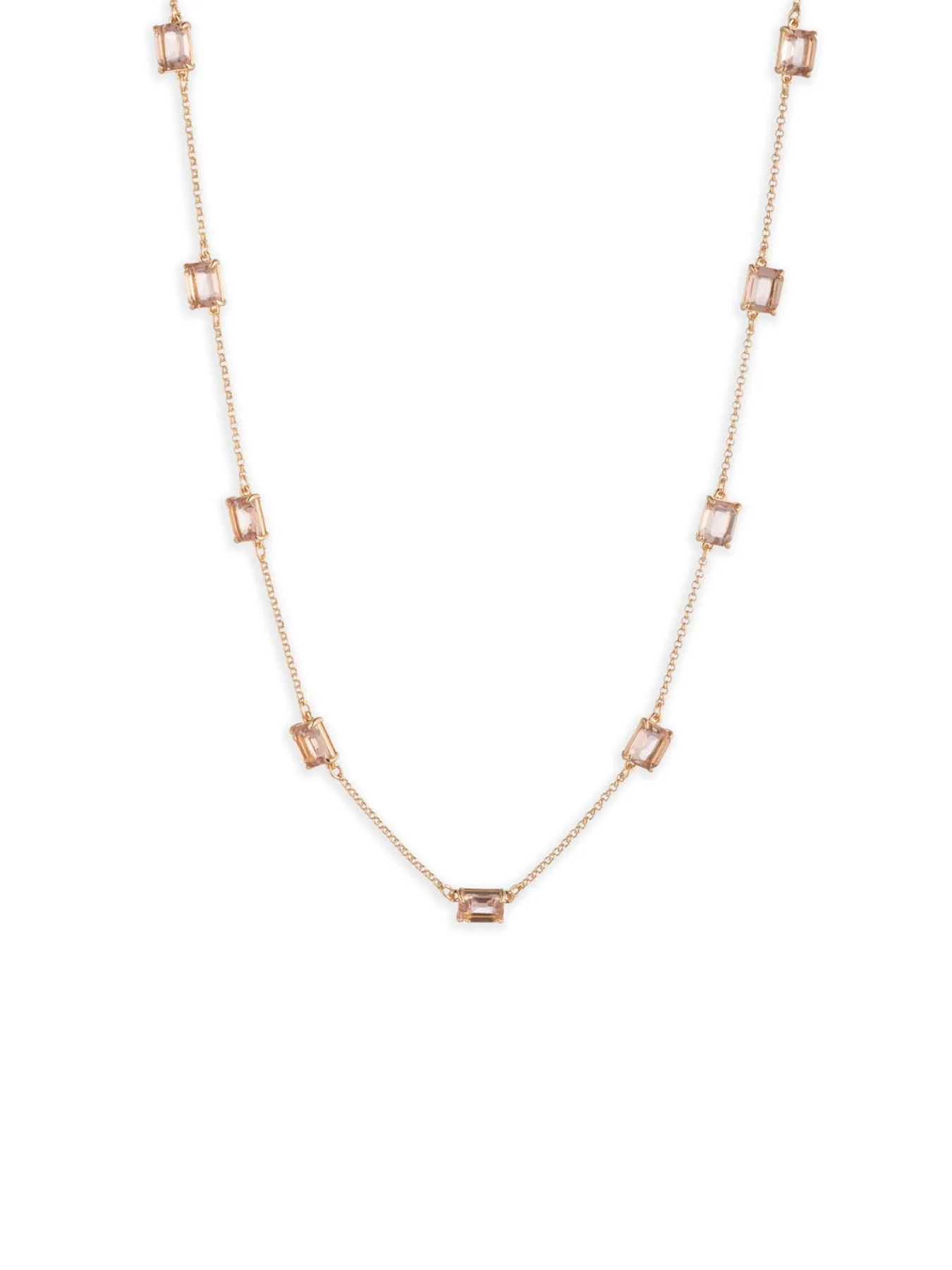 Station Collar Necklace Rose Detail Gold