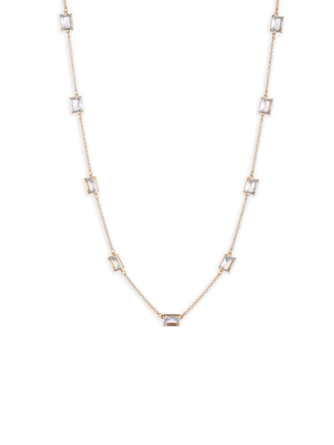 Station Collar Necklace Sapphire Detail Gold