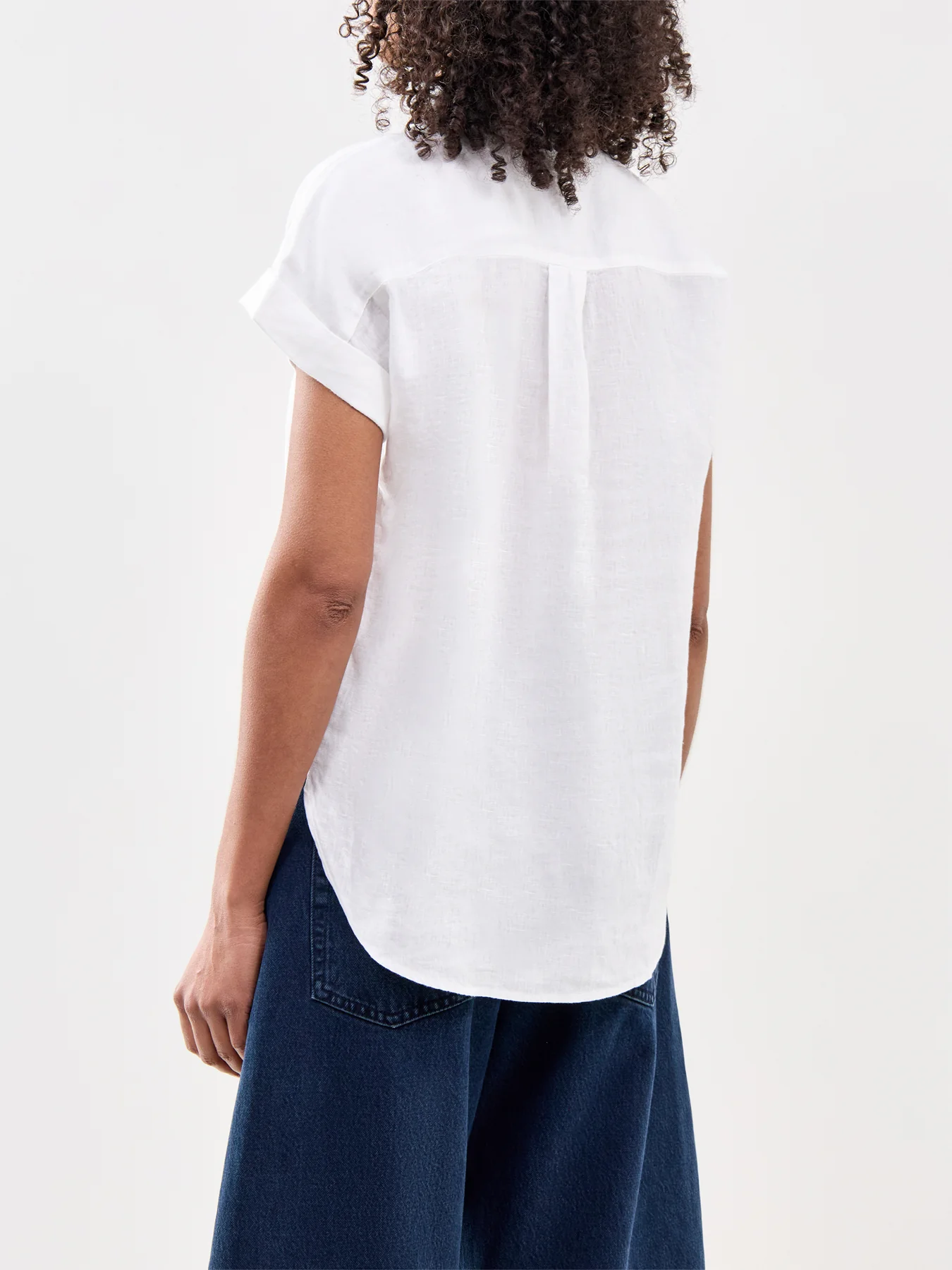 Linen Short Sleeve Shirt White - Image 5