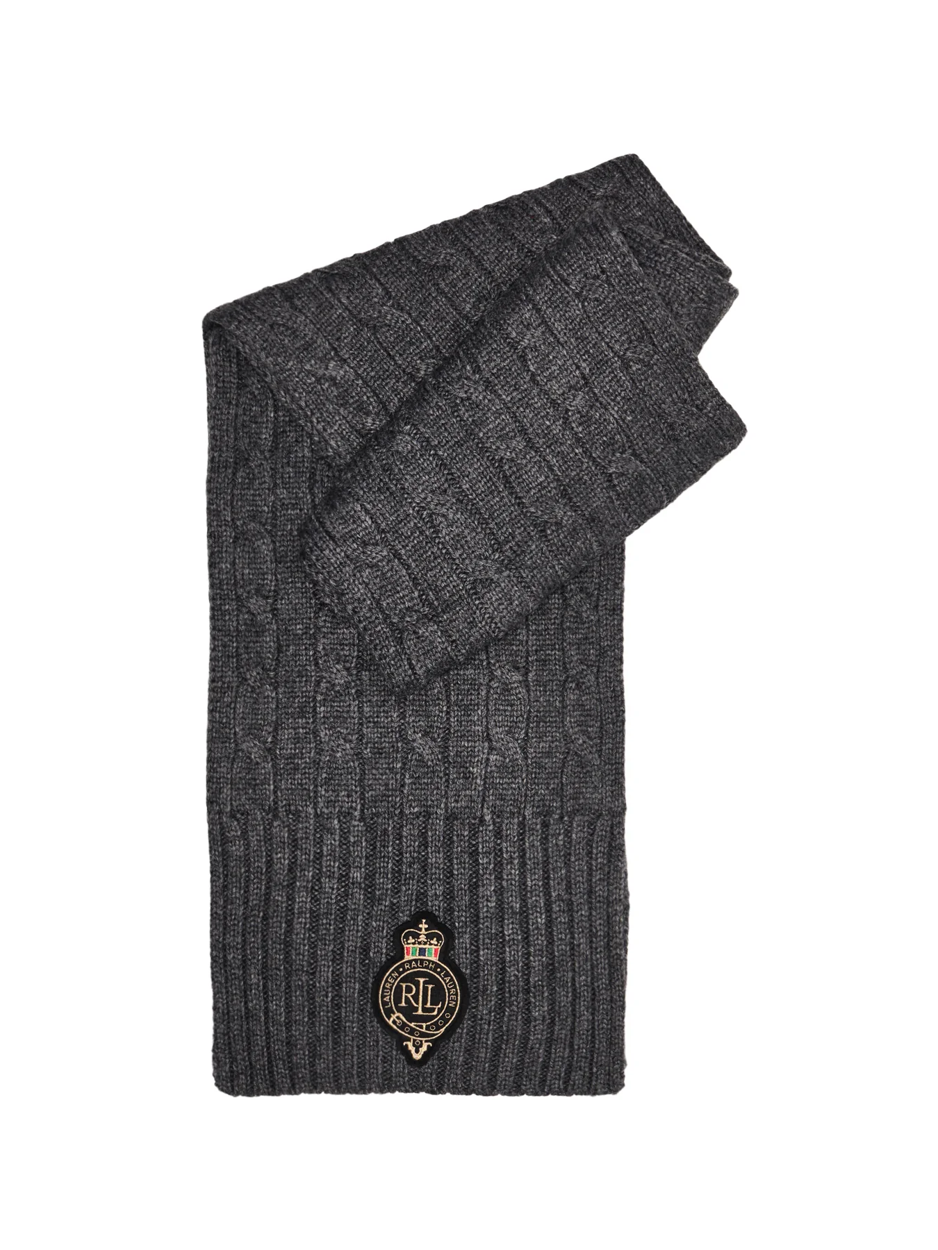 Crest Patch Knit Scarf Navy