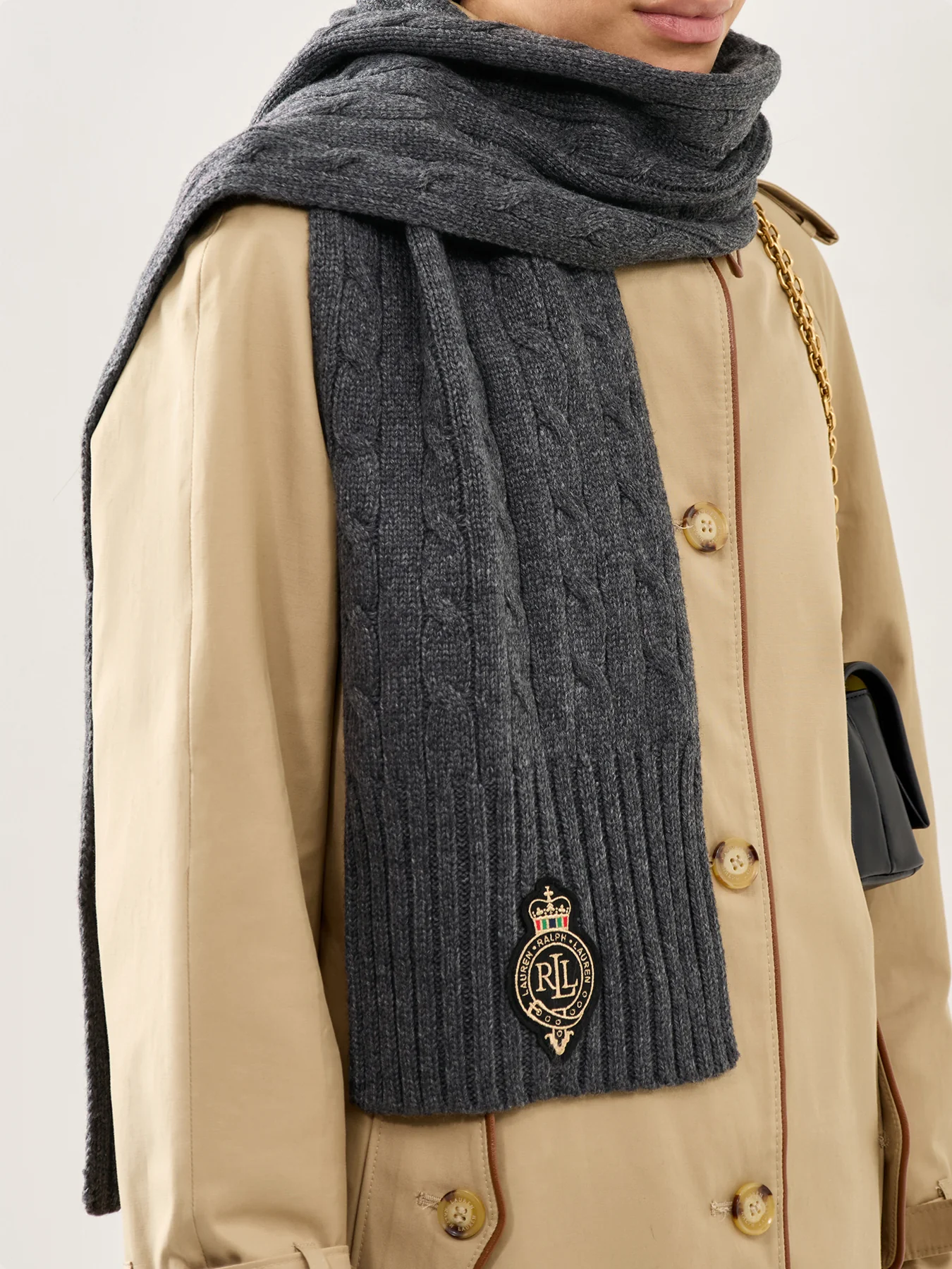 Crest Patch Knit Scarf Navy - Image 2