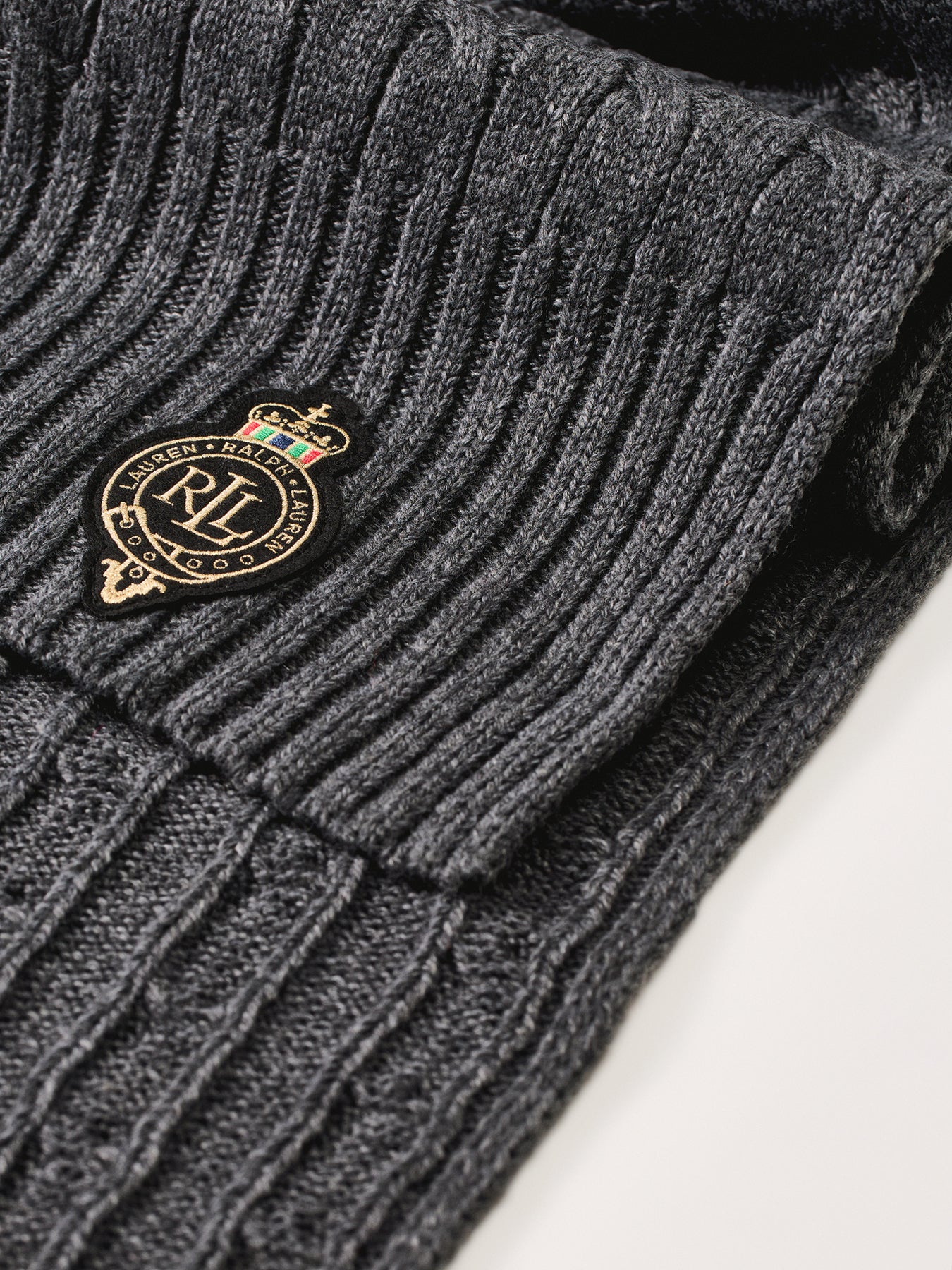Crest Patch Knit Scarf Navy - Image 3