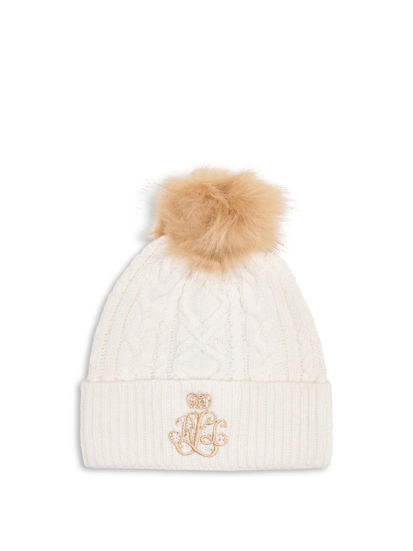 Crest Cable Knit Hat Black