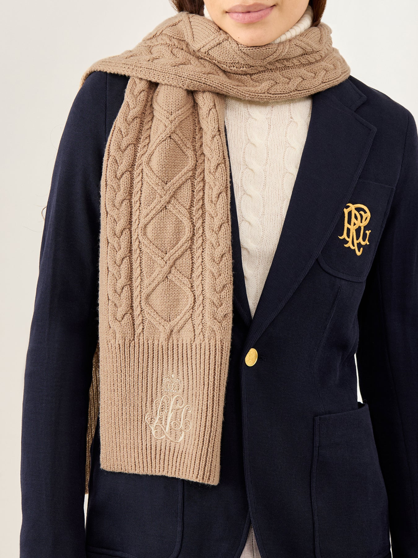 Cable Knit Scarf Cream - Image 2