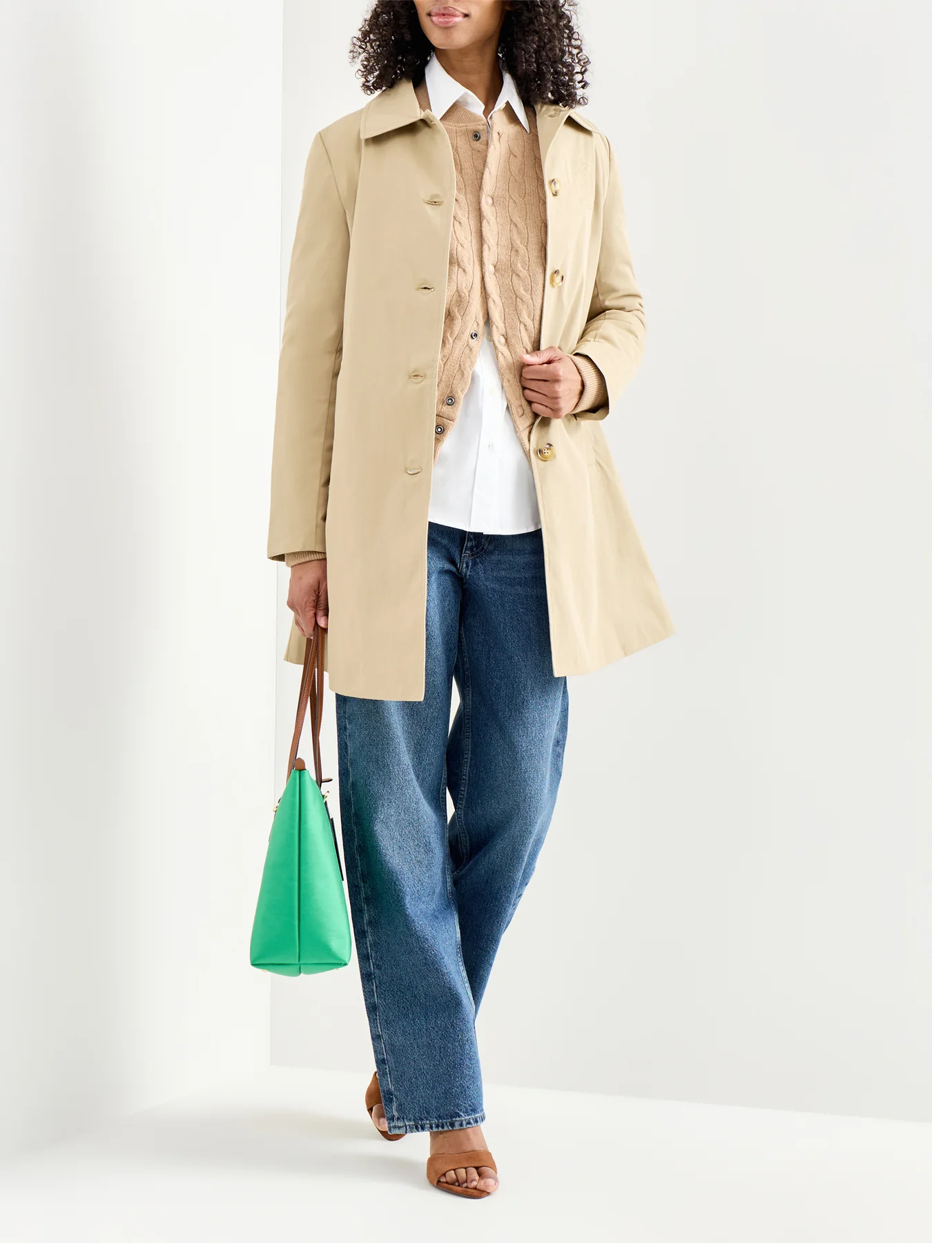 Balmacaan Lined Trench Beige - Image 2