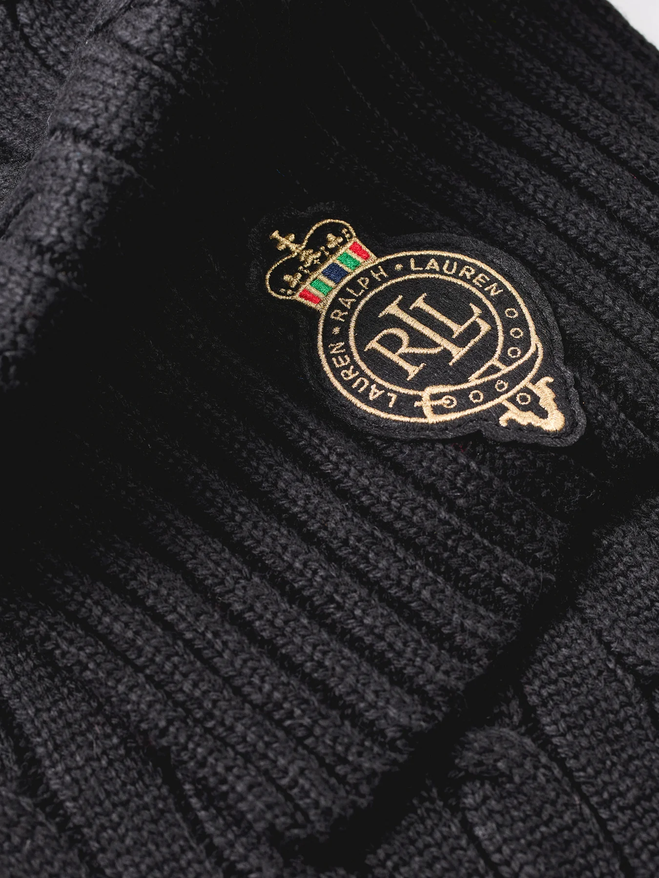 Crest Cable Knit Scarf Navy - Image 3