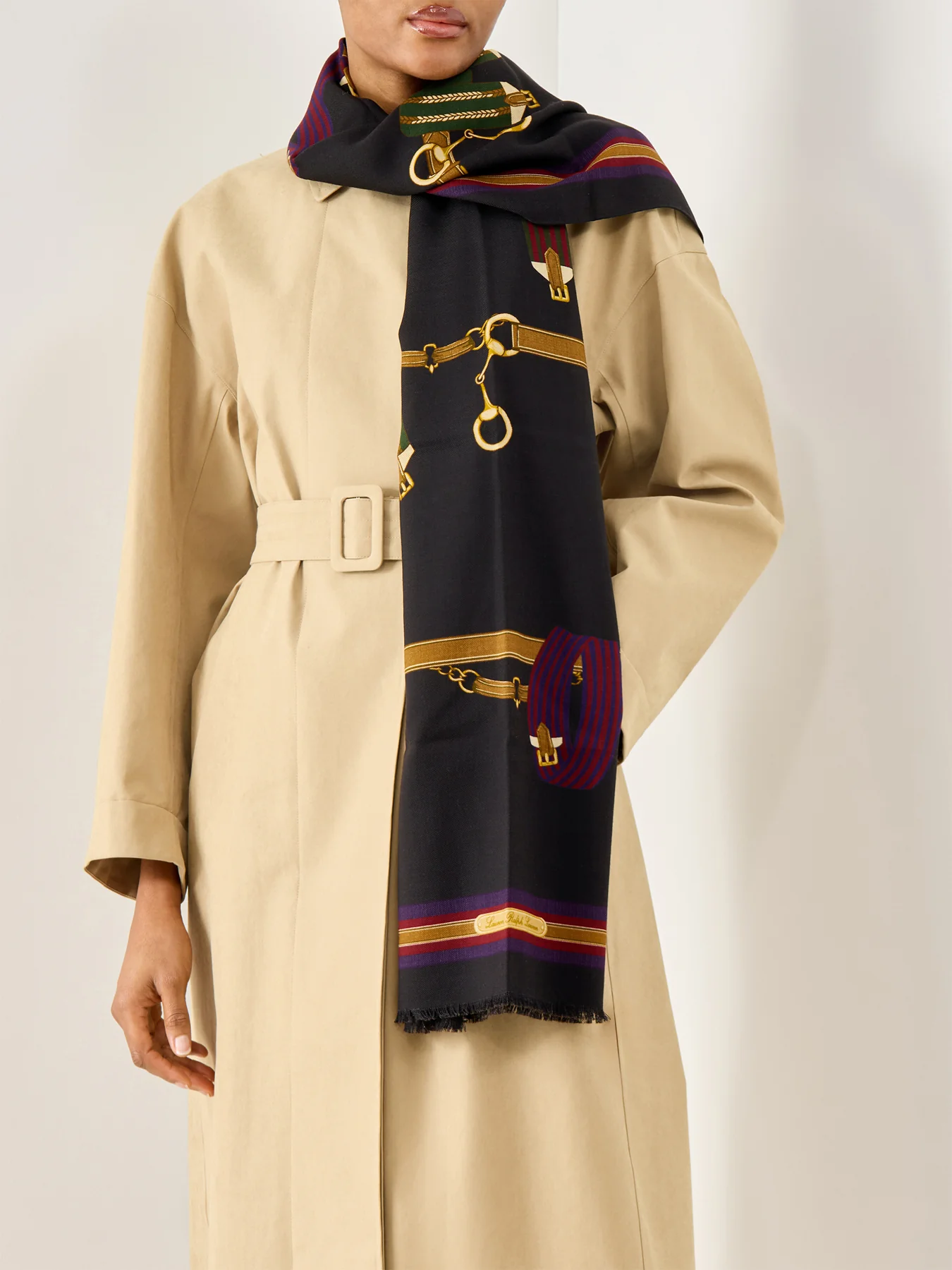 Equestrian Ribbon Scarf Wrap Navy - Image 2