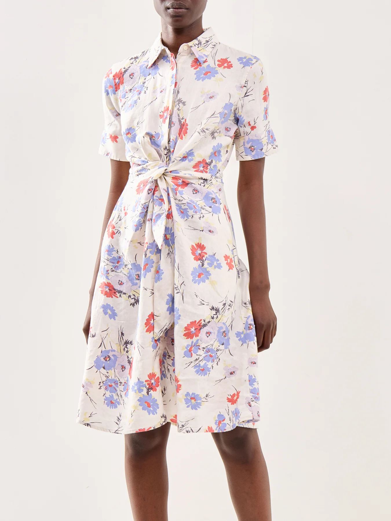 Floral Short Sleeve Midi Shirt Dress Multi - Image 4