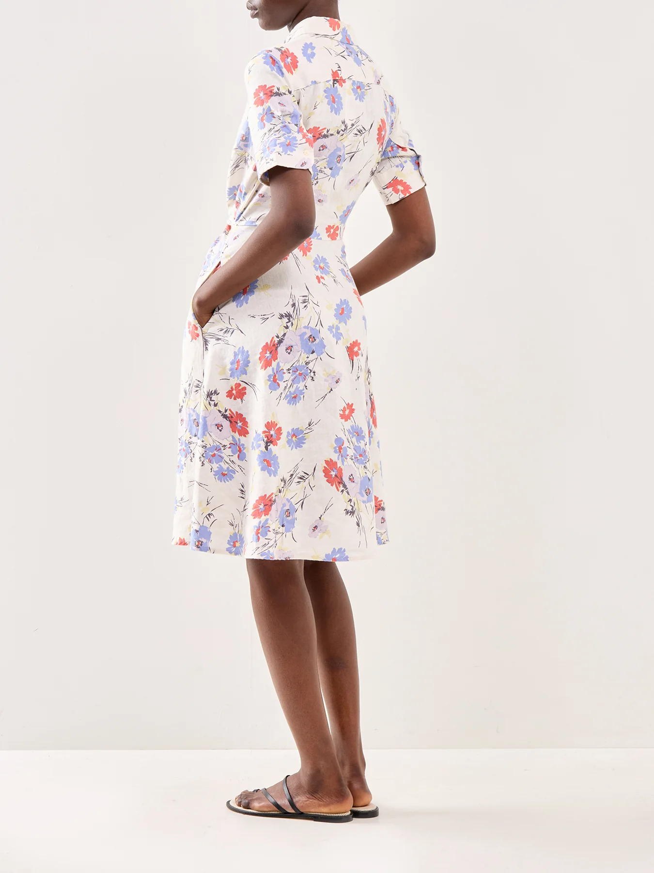 Floral Short Sleeve Midi Shirt Dress Multi - Image 5