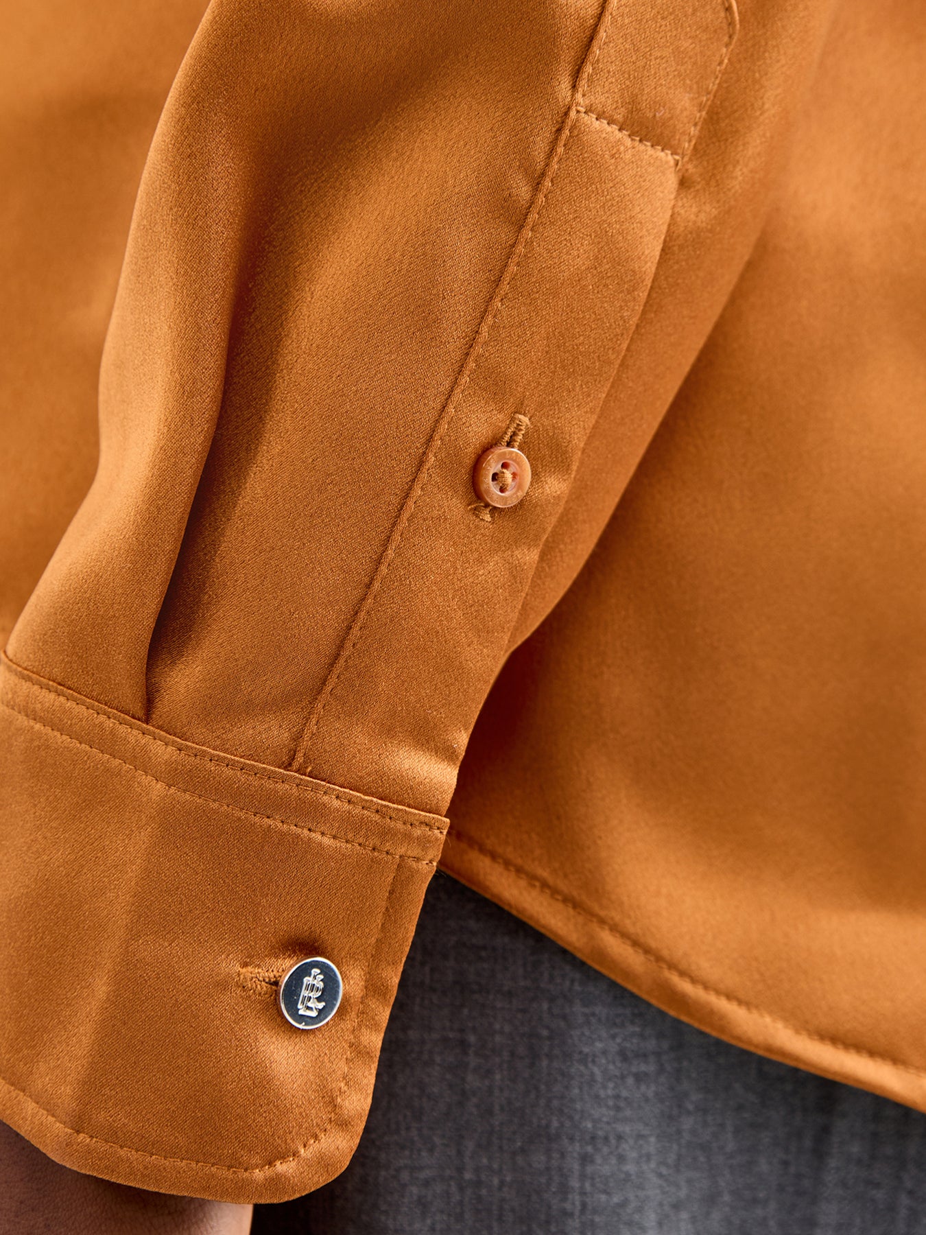 Jamelko Long Sleeves Button Front Shirt Brown - Image 3