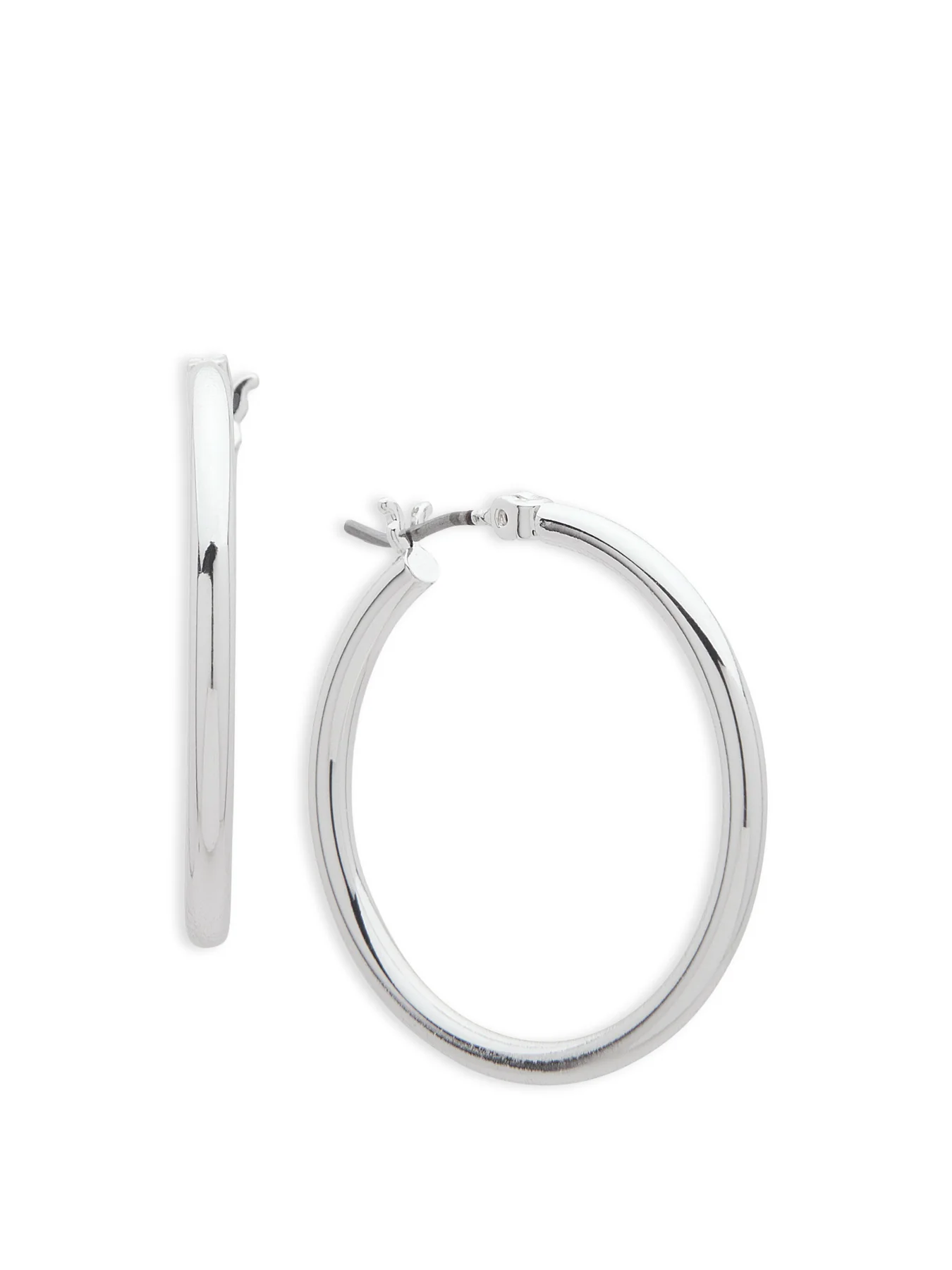 Lauren Ralph Lauren Medium Thin Silver Hoop Earrings