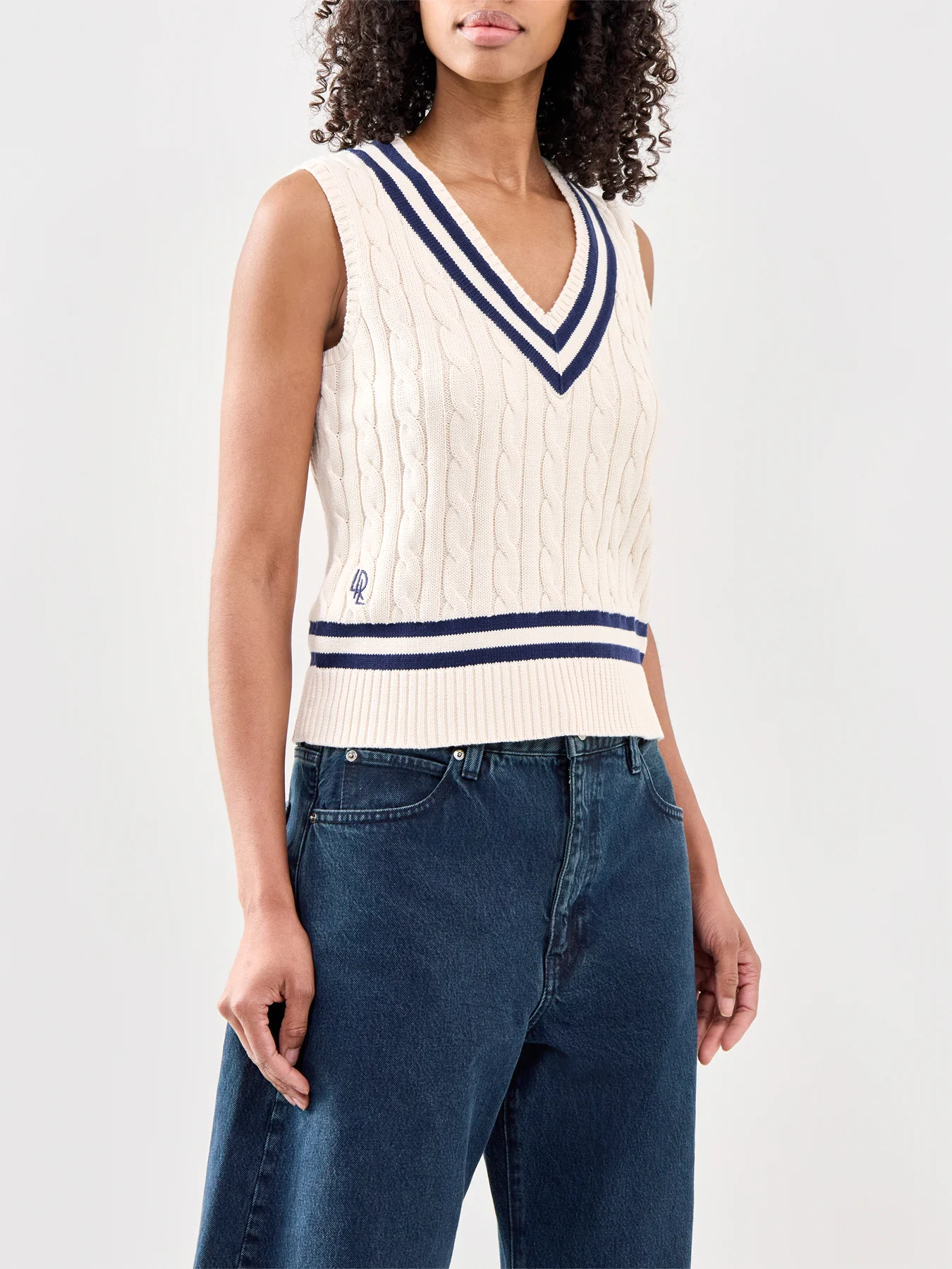 Cotton Sleeveless Vest Cream - Image 4