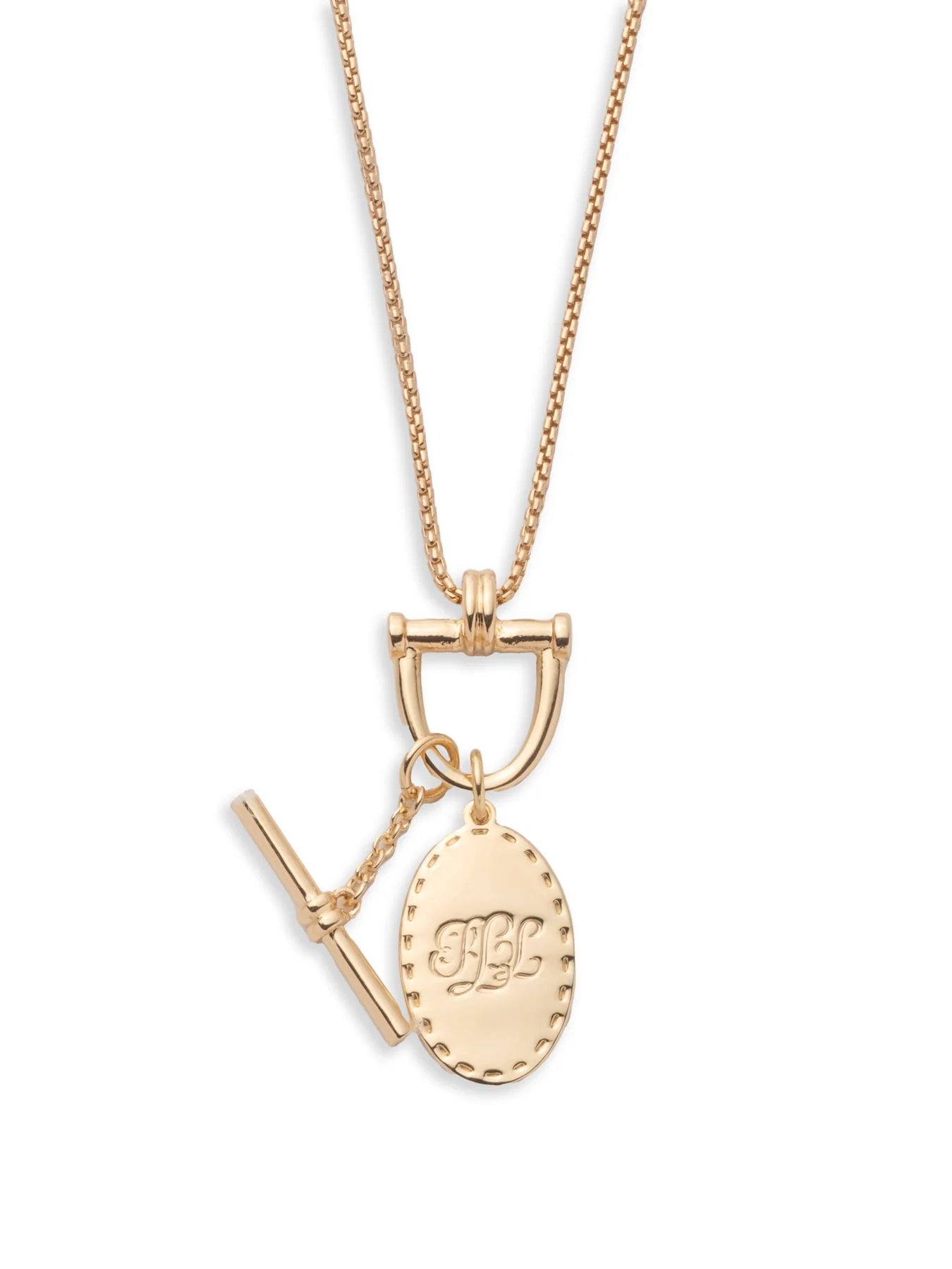 40 Inch Adjustable Logo Pendant Necklace Gold