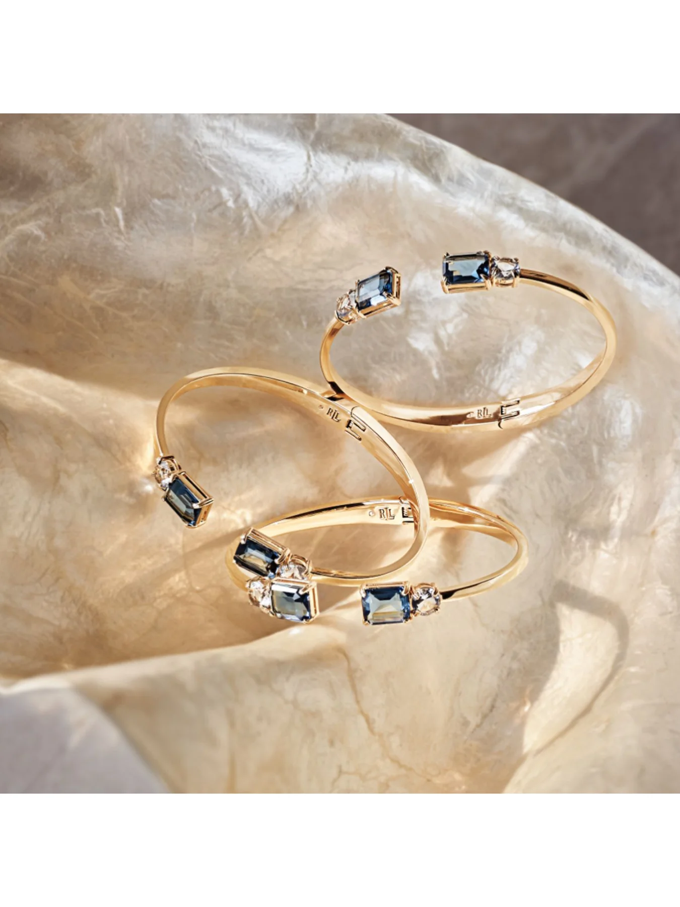 Open Stone Cuff Bracelet Gold - Image 3