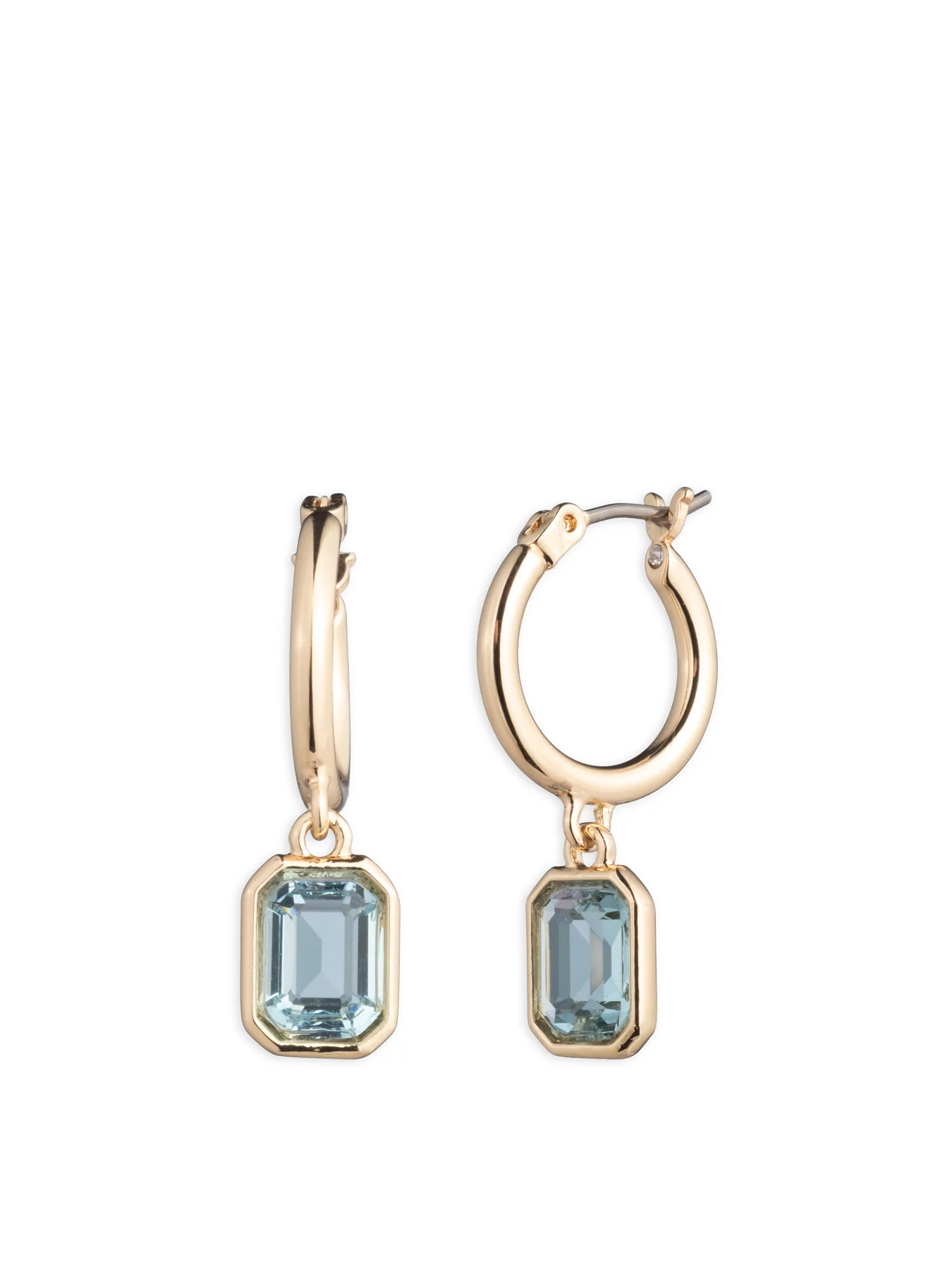 Pe 15Mm Stone Hoop W Drop Gld/Aqua