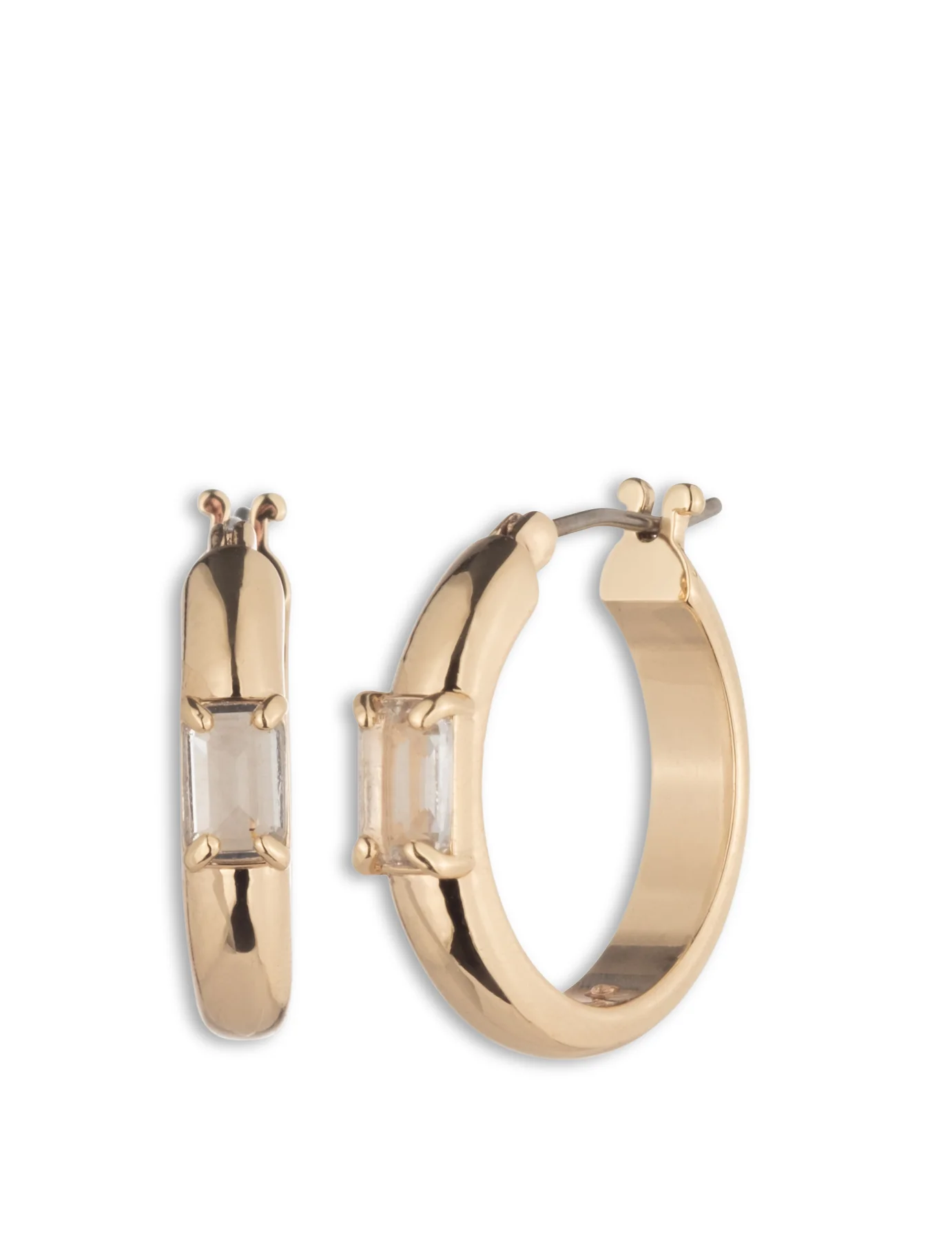 Baguette Hoop Earrings Gold
