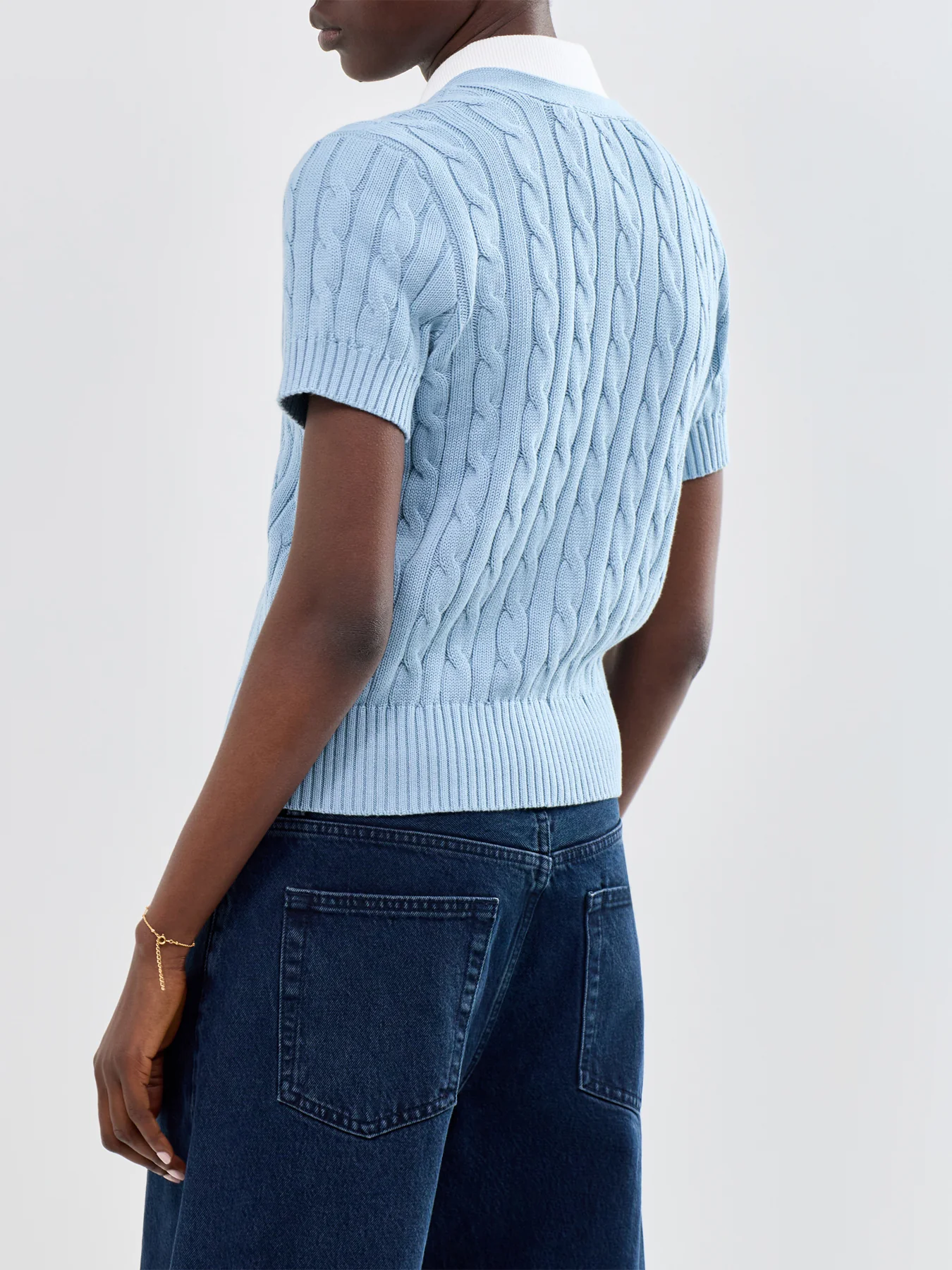 Cable Knit Cardigan Blue - Image 5