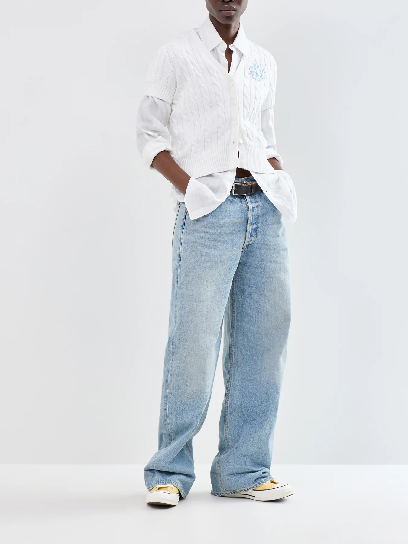 Cable Knit Cardigan White - Image 2