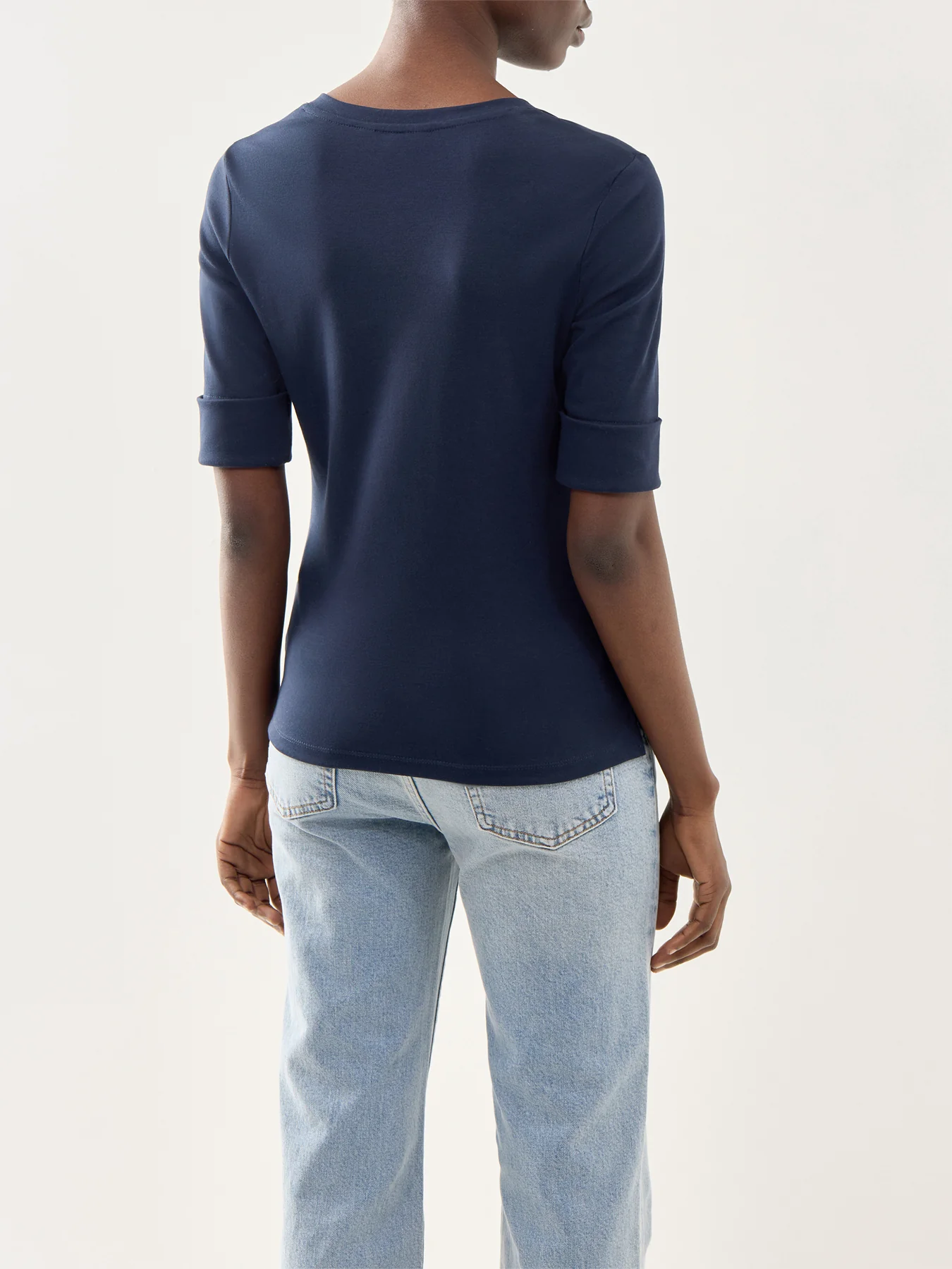 V Judy Elbow Sleeve Knit Navy - Image 5