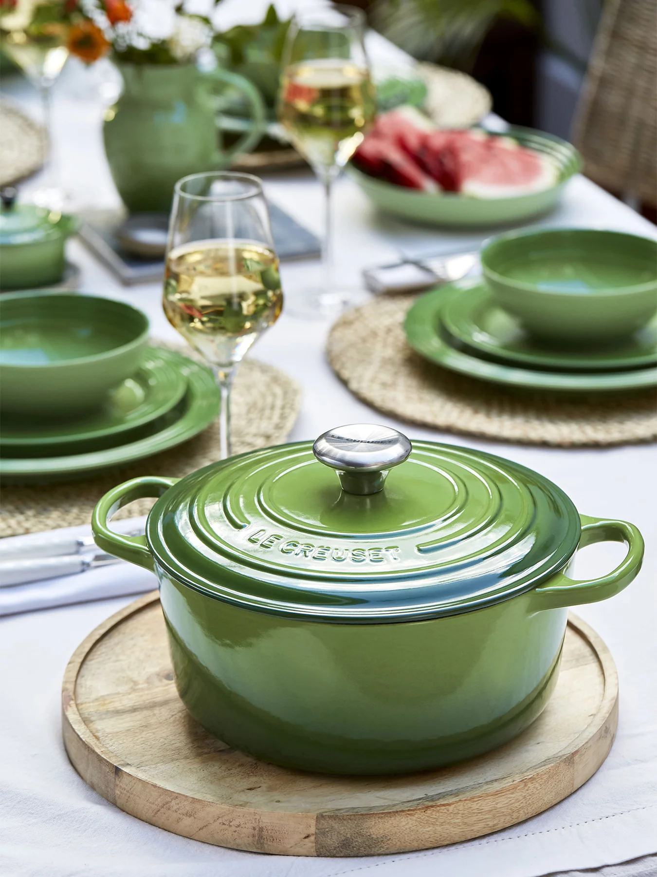 Cast Iron Round Casserole 28cm Bamboo Green - Image 5