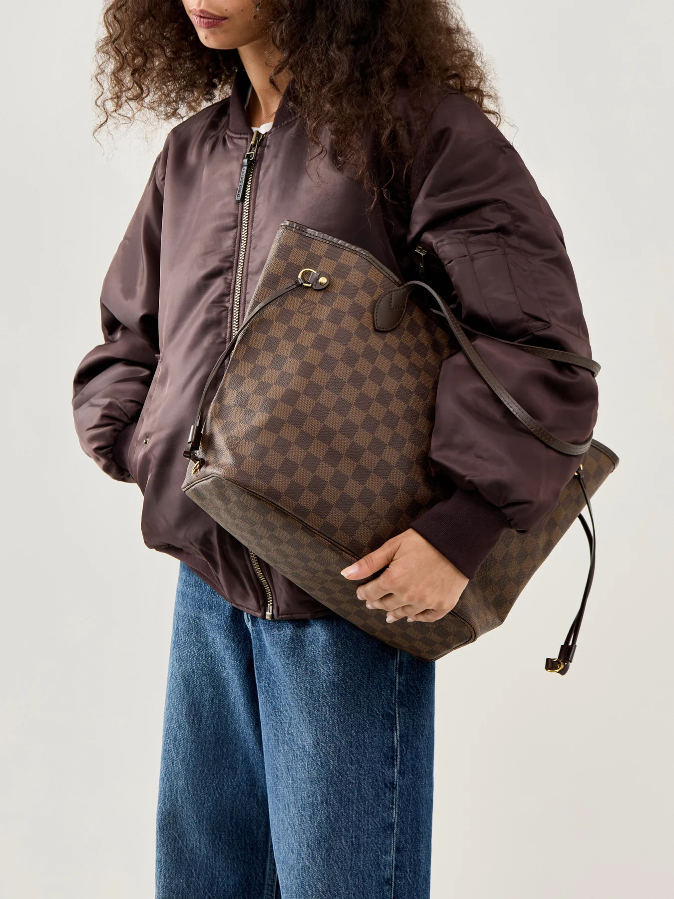 Vintage Louis Vuitton Neverfull MM Damier Ebene Brown - Image 2