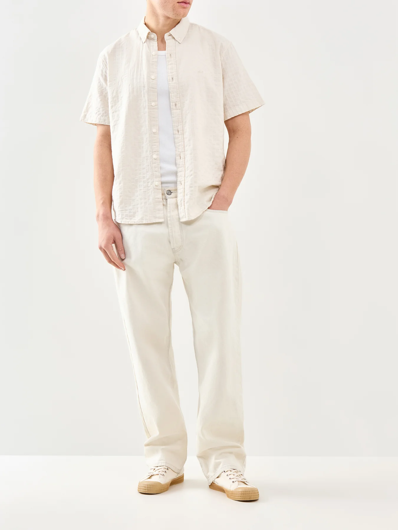 Authentic Button Down Short Sleeve Shirt White - Image 2