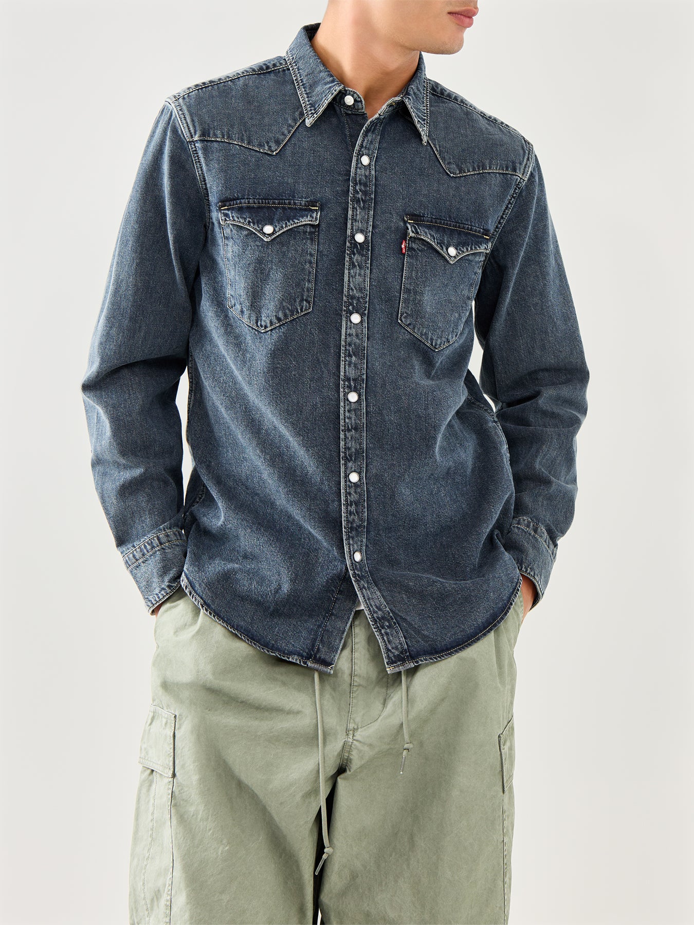 Barstow Western Standard Denim Shirt Brown - Image 4