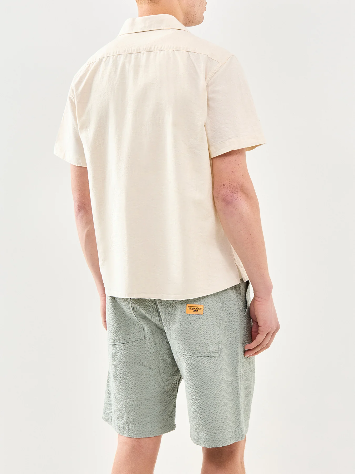 Sunset Camp Short Sleeve Embroidered Shirt Cream - Image 5
