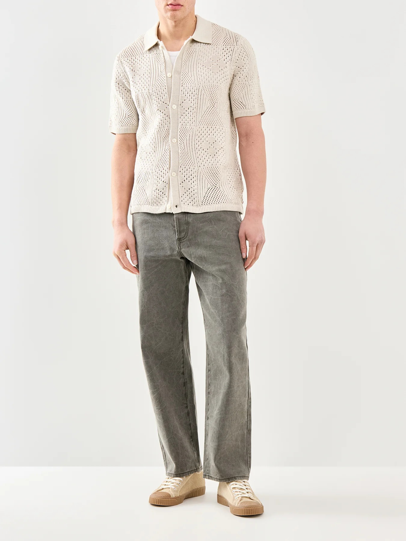 Sweater Camp Short Sleeve Shirt Cream - Image 2