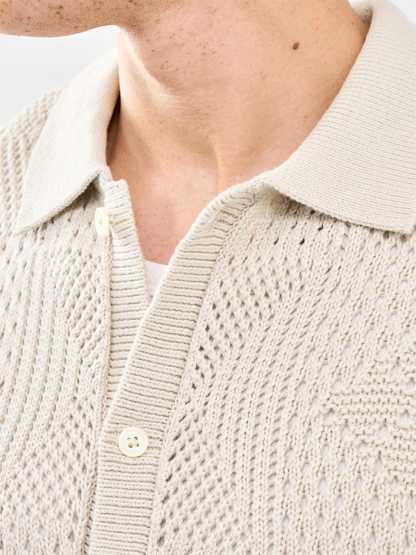 Sweater Camp Short Sleeve Shirt Cream - Image 3