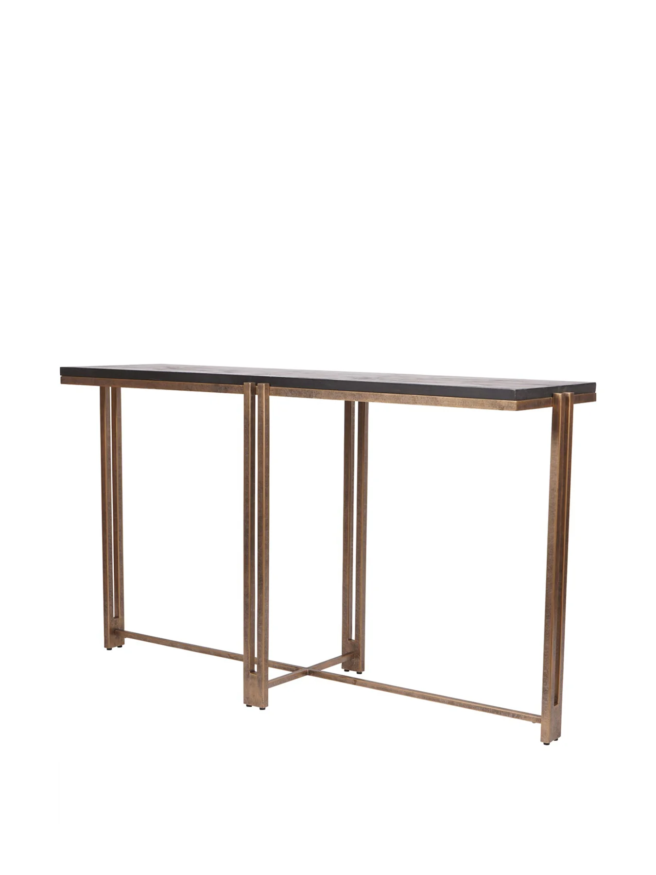 Dalston Sandblasted Wood and Champagne Frame Console Table Black - Image 2