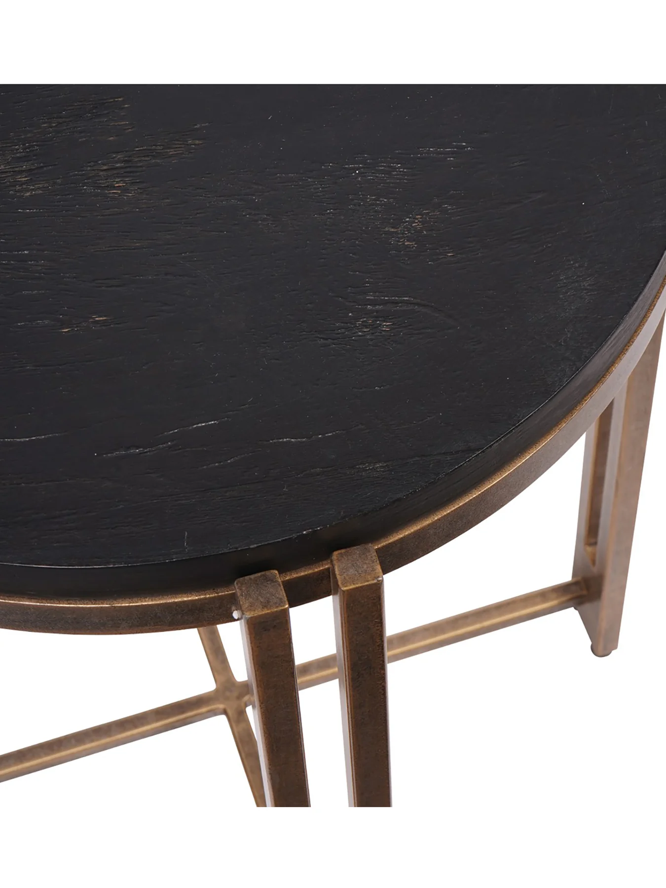 Dalston Sandblasted Wood and Champagne Frame Side Table Black - Image 4
