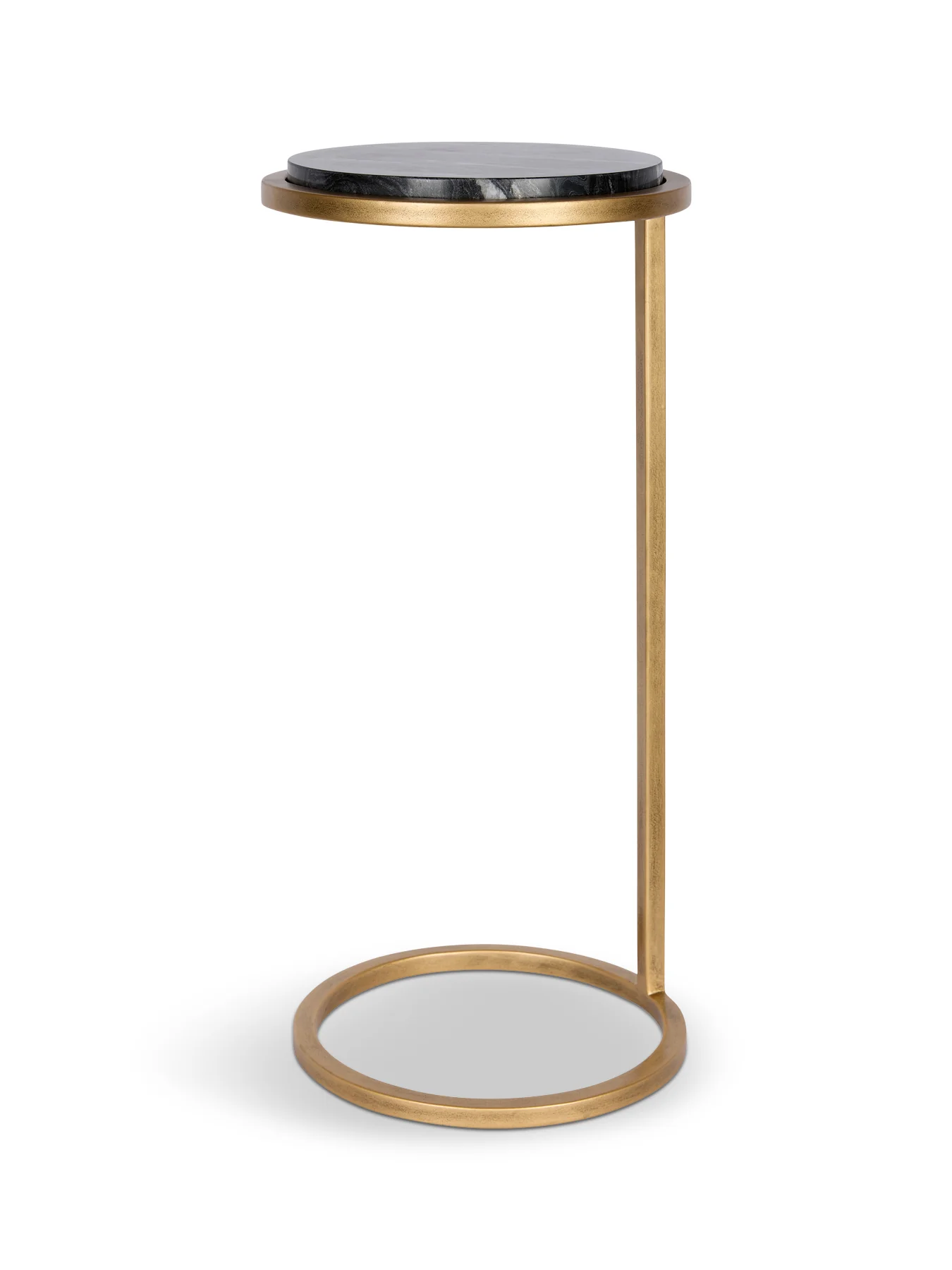 Iota Accent Table Black Marble Aged Gold Frame