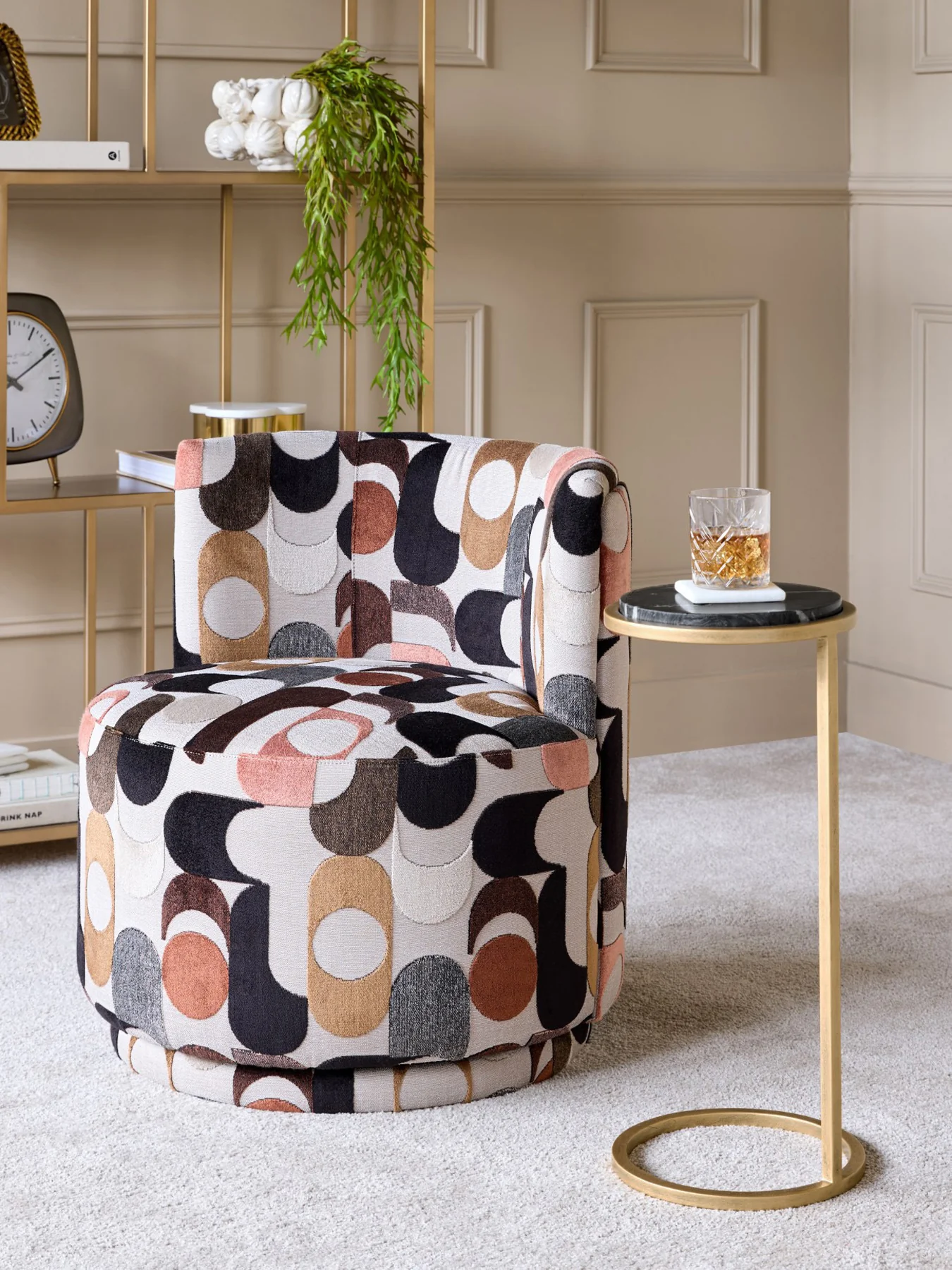Iota Accent Table Black Marble Aged Gold Frame - Image 2