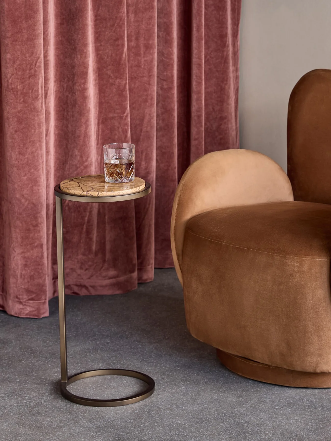Iota Accent Table Forest Brown Marble Smoked Gold Frame - Image 2
