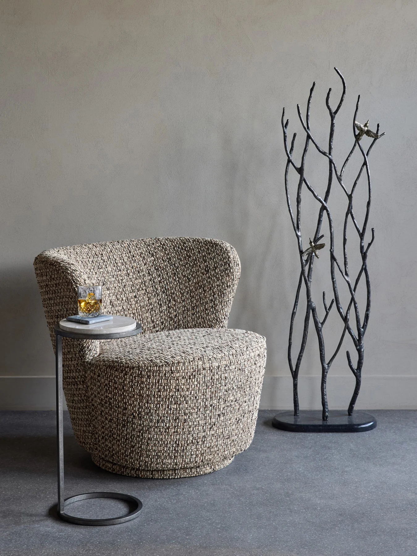 Roehampton Textured Slub Swivel Chair Mocha - Image 2