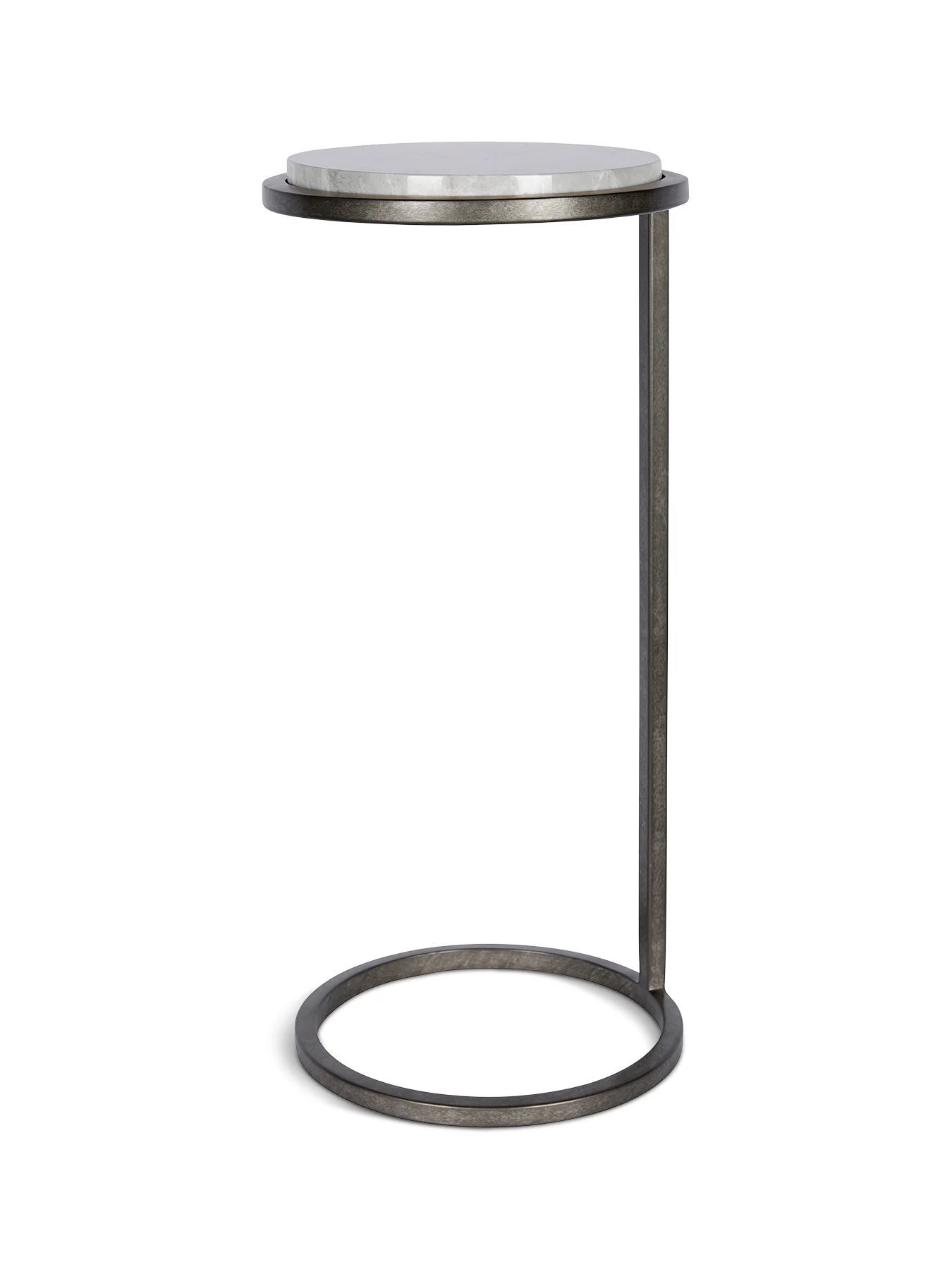 Iota Accent Table Grey Emperador Marble Aged Silver Frame