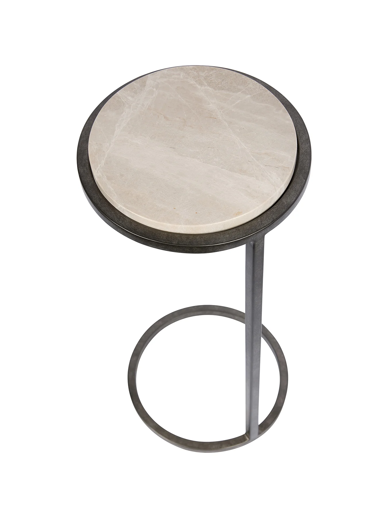 Iota Accent Table Grey Emperador Marble Aged Silver Frame - Image 2
