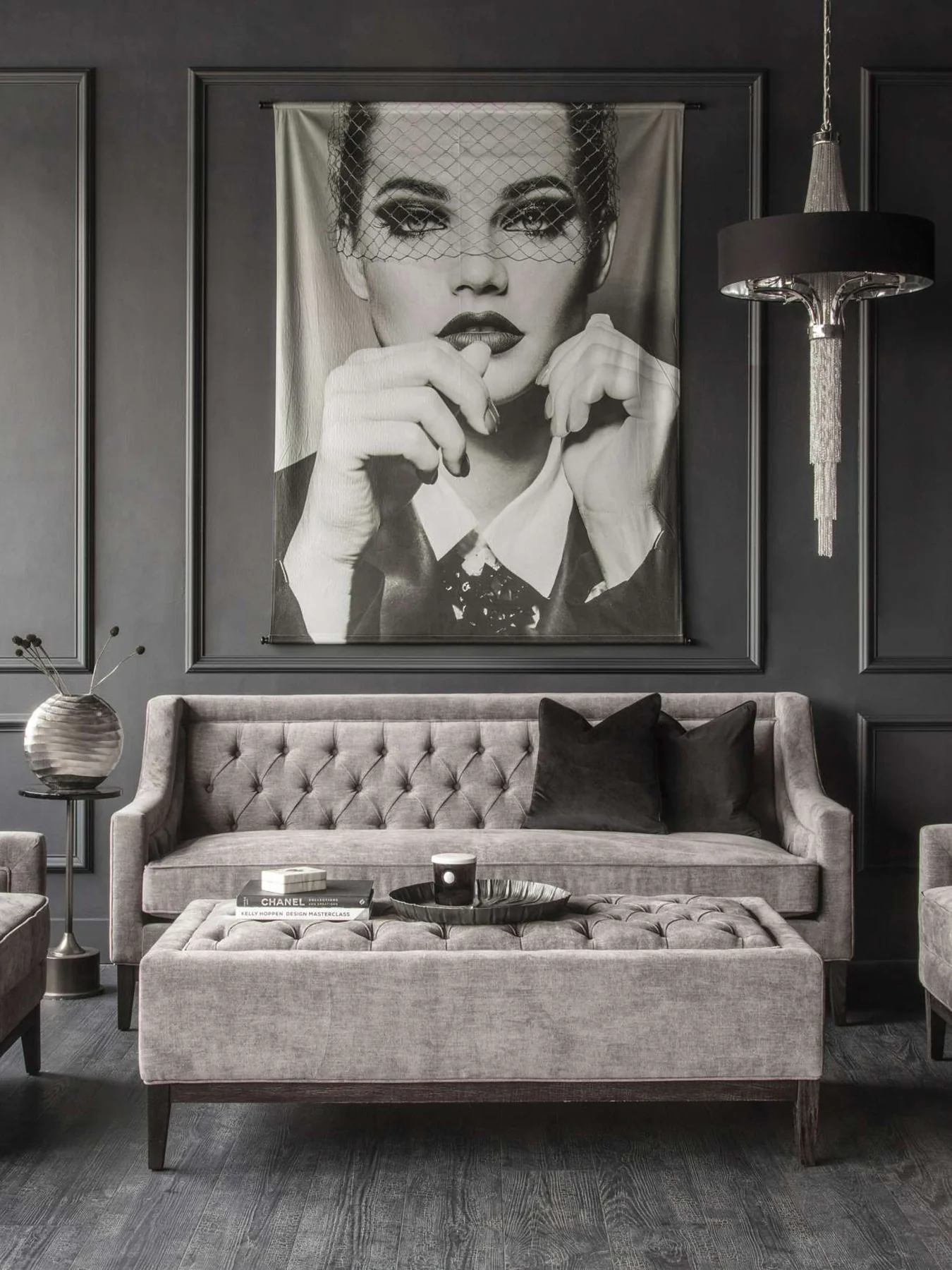 Theodore Buttoned XL Ottoman Warm Grey 140x75cm - Image 2