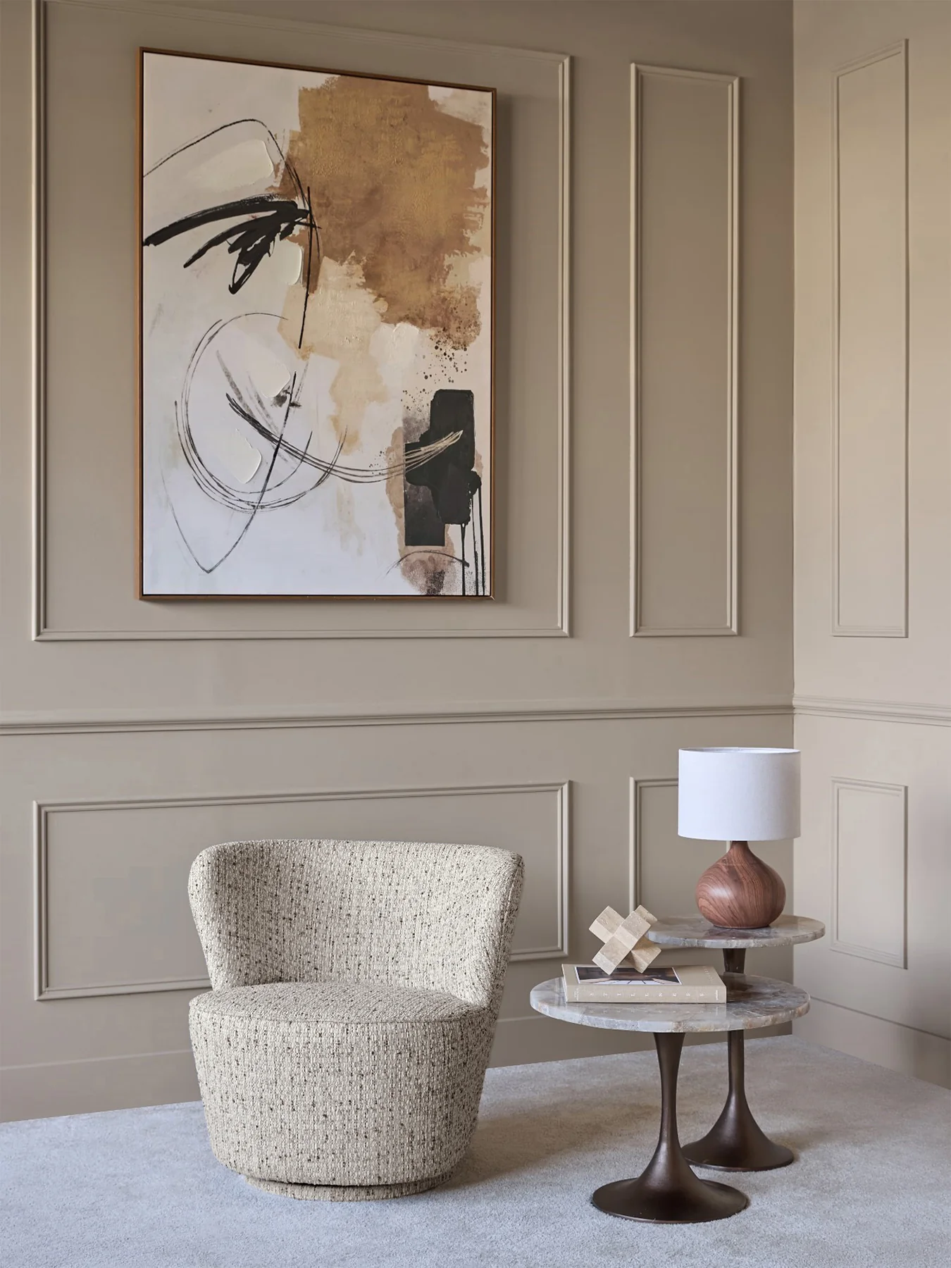 Roehampton Textured Slub Swivel Chair Natural - Image 2