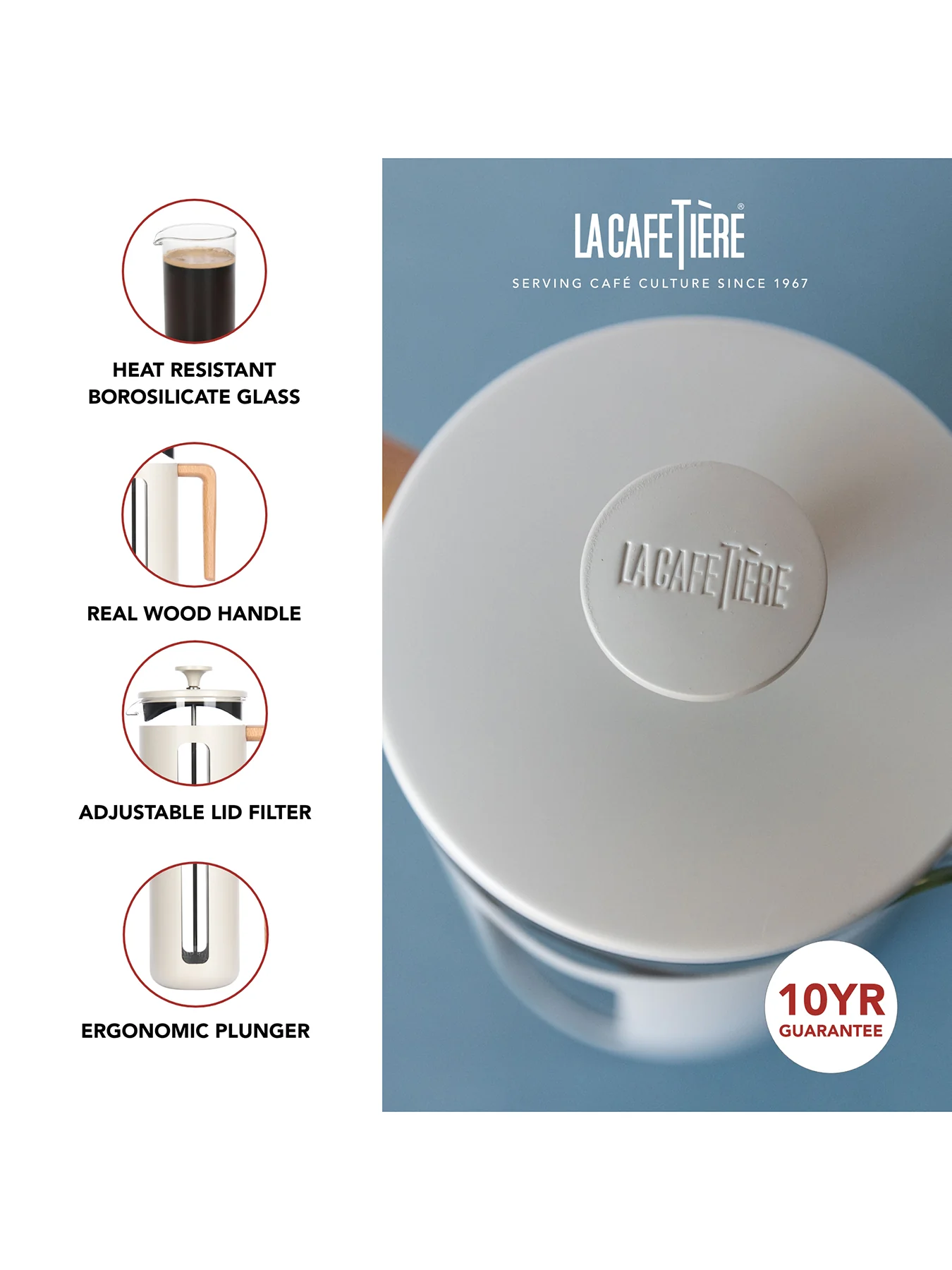Pisa 8 Cup Cafetiere Cream - Image 4